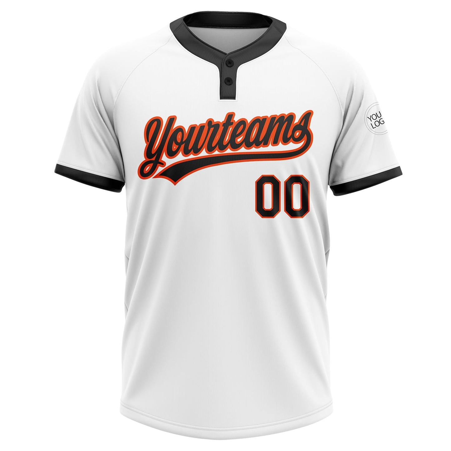 Custom White Black-Orange Two-Button Unisex Softball Jersey view 2