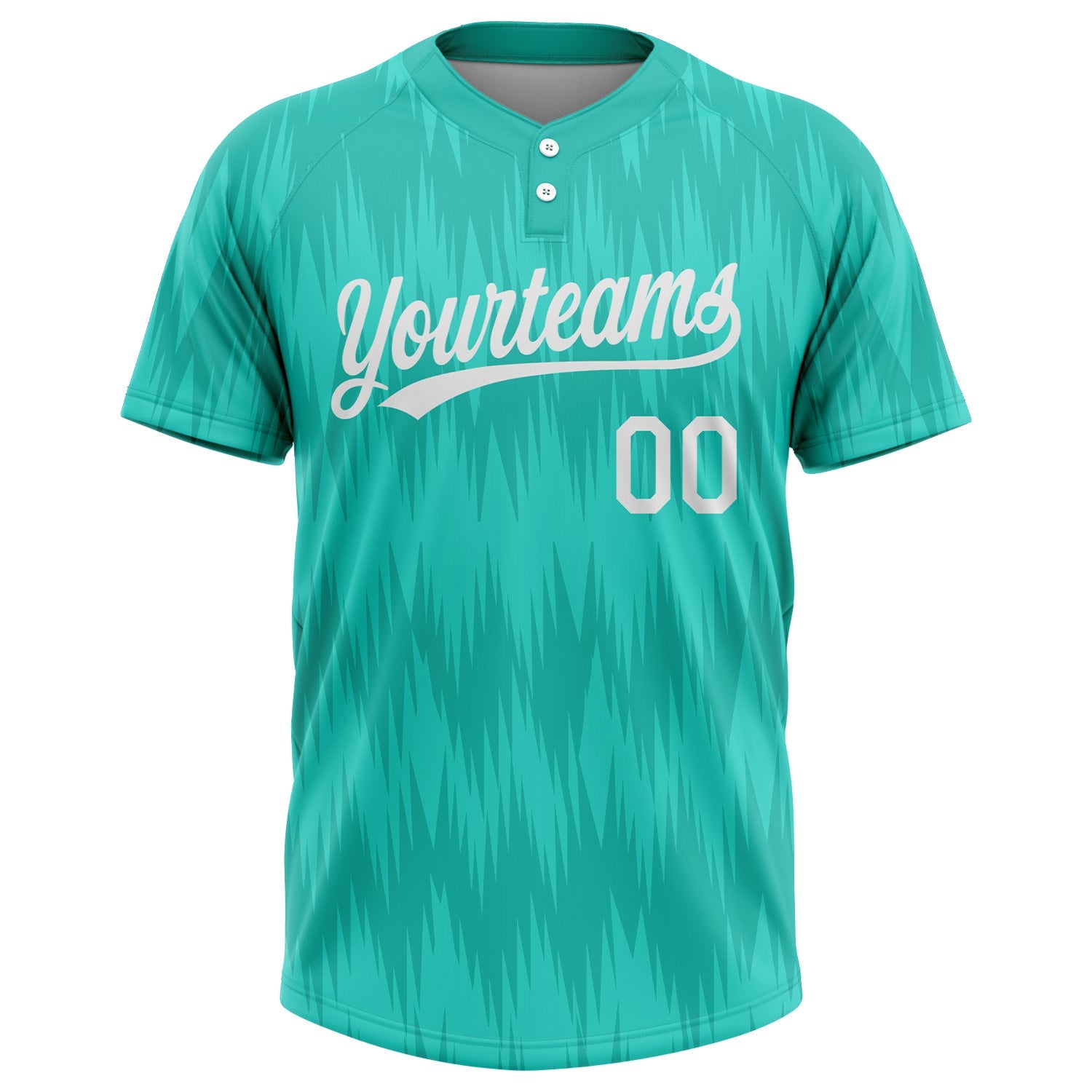 Custom Aqua White 3D Pattern Two-Button Unisex Softball Jersey view 2
