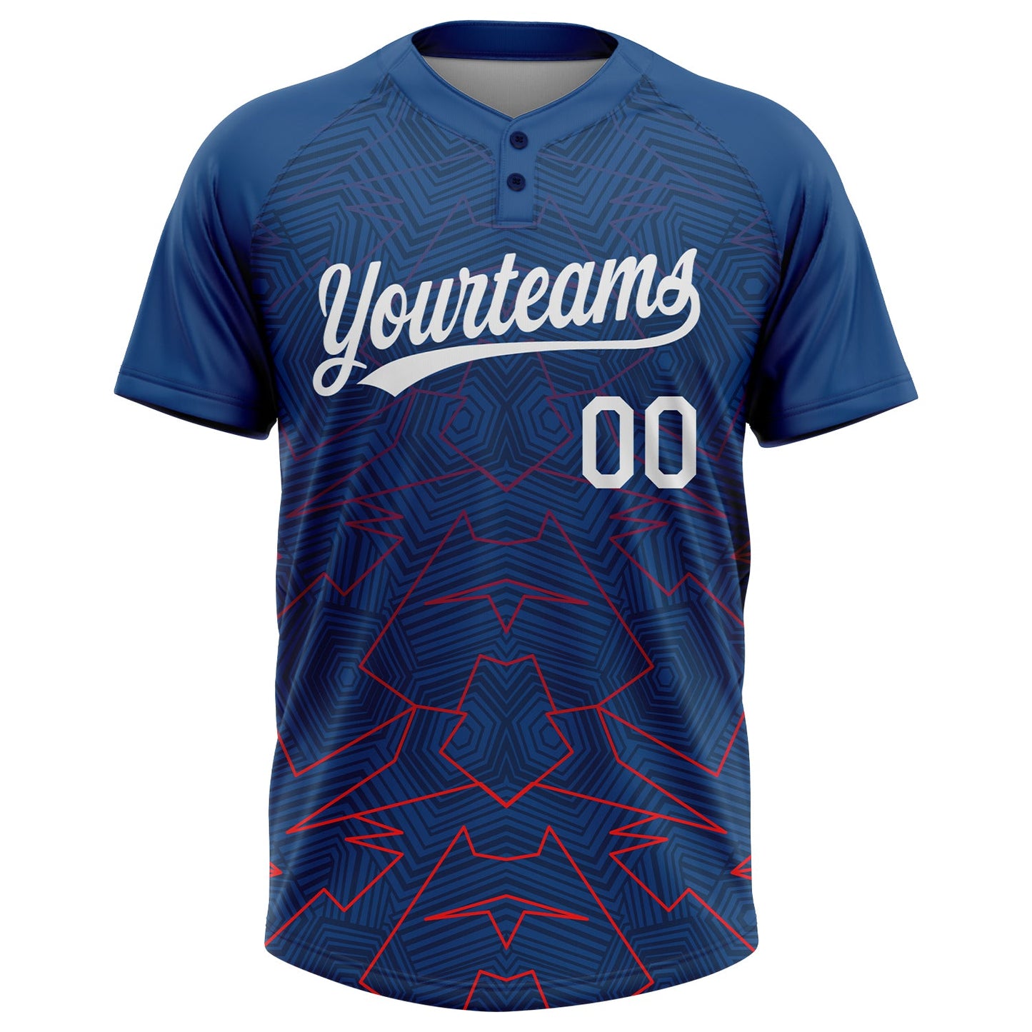 Custom US Navy Blue White-Red 3D Pattern Two-Button Unisex Softball Jersey view 2