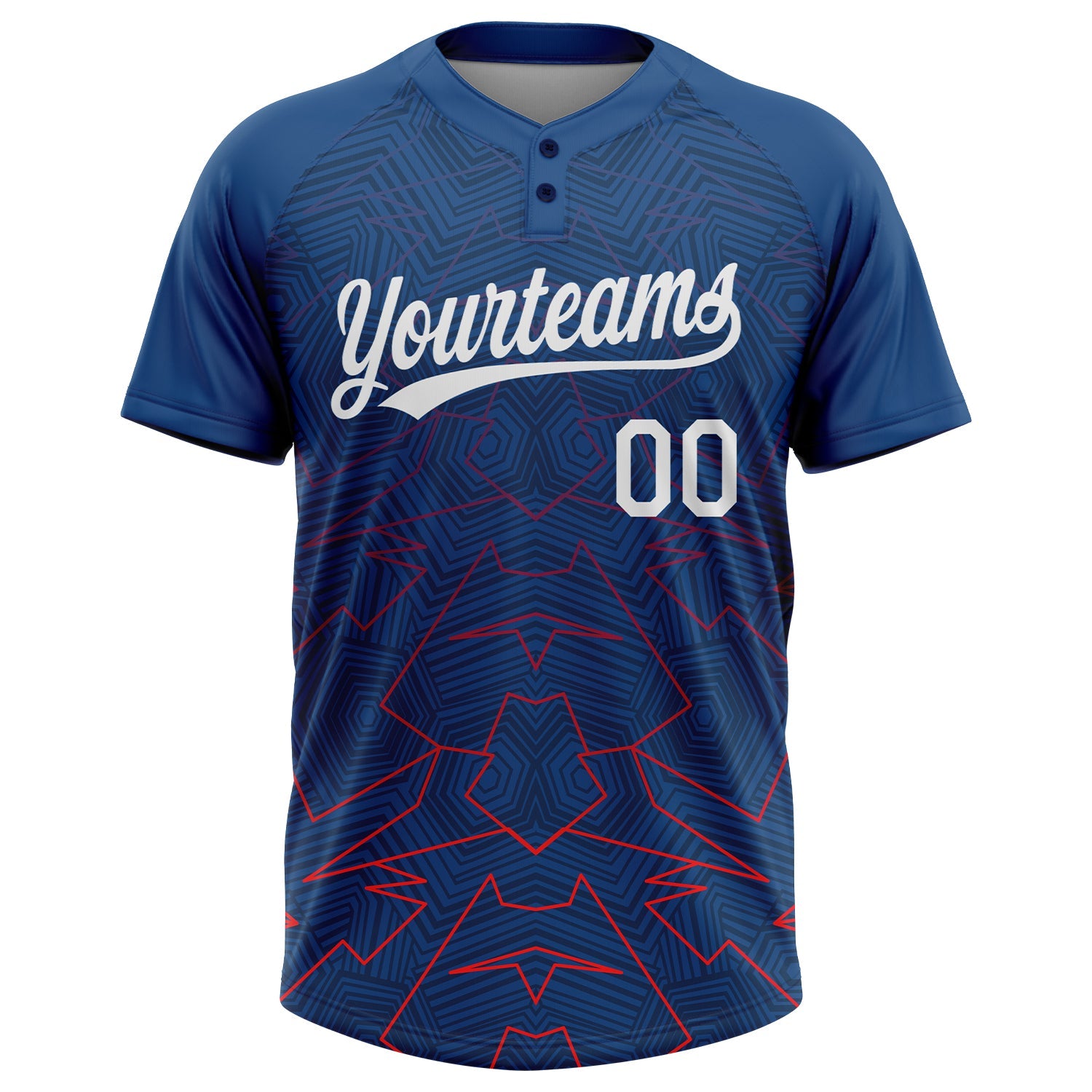 Custom US Navy Blue White-Red 3D Pattern Two-Button Unisex Softball Jersey view 2