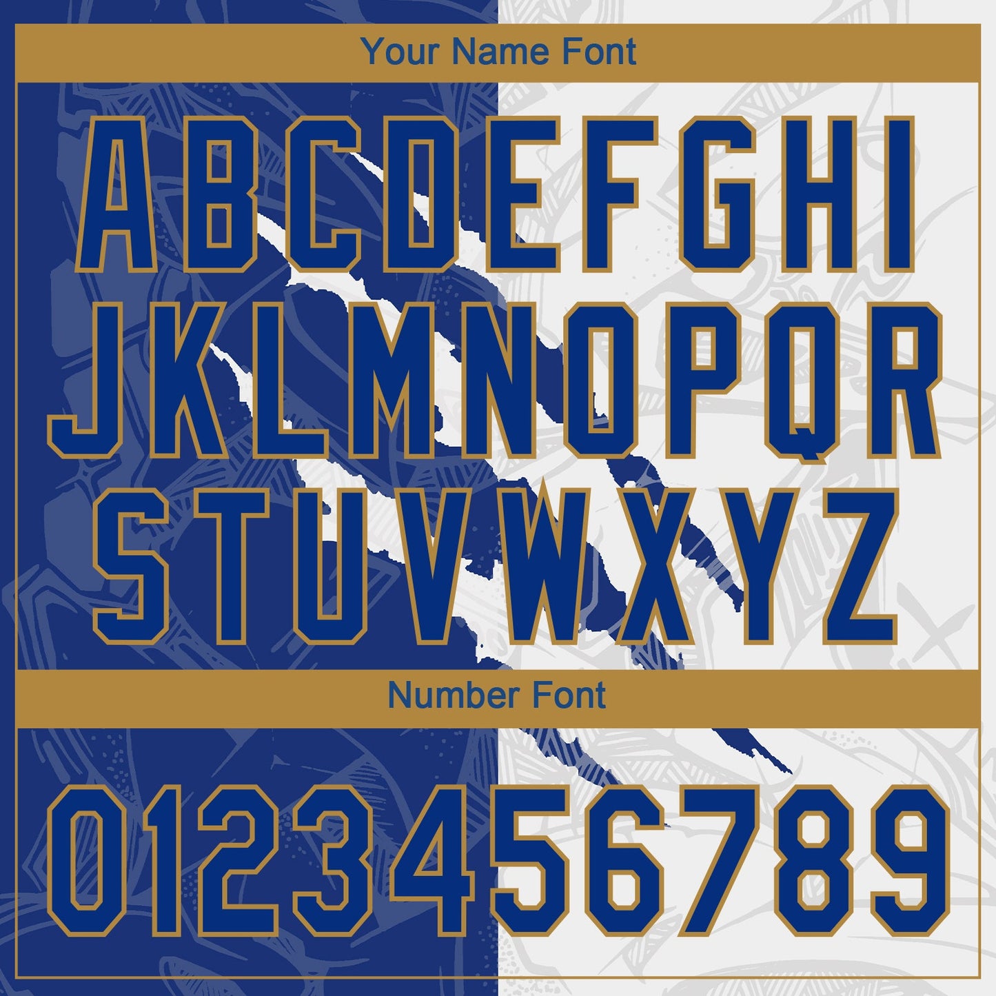 Custom Graffiti Pattern Royal-Old Gold 3D Two-Button Unisex Softball Jersey view 5