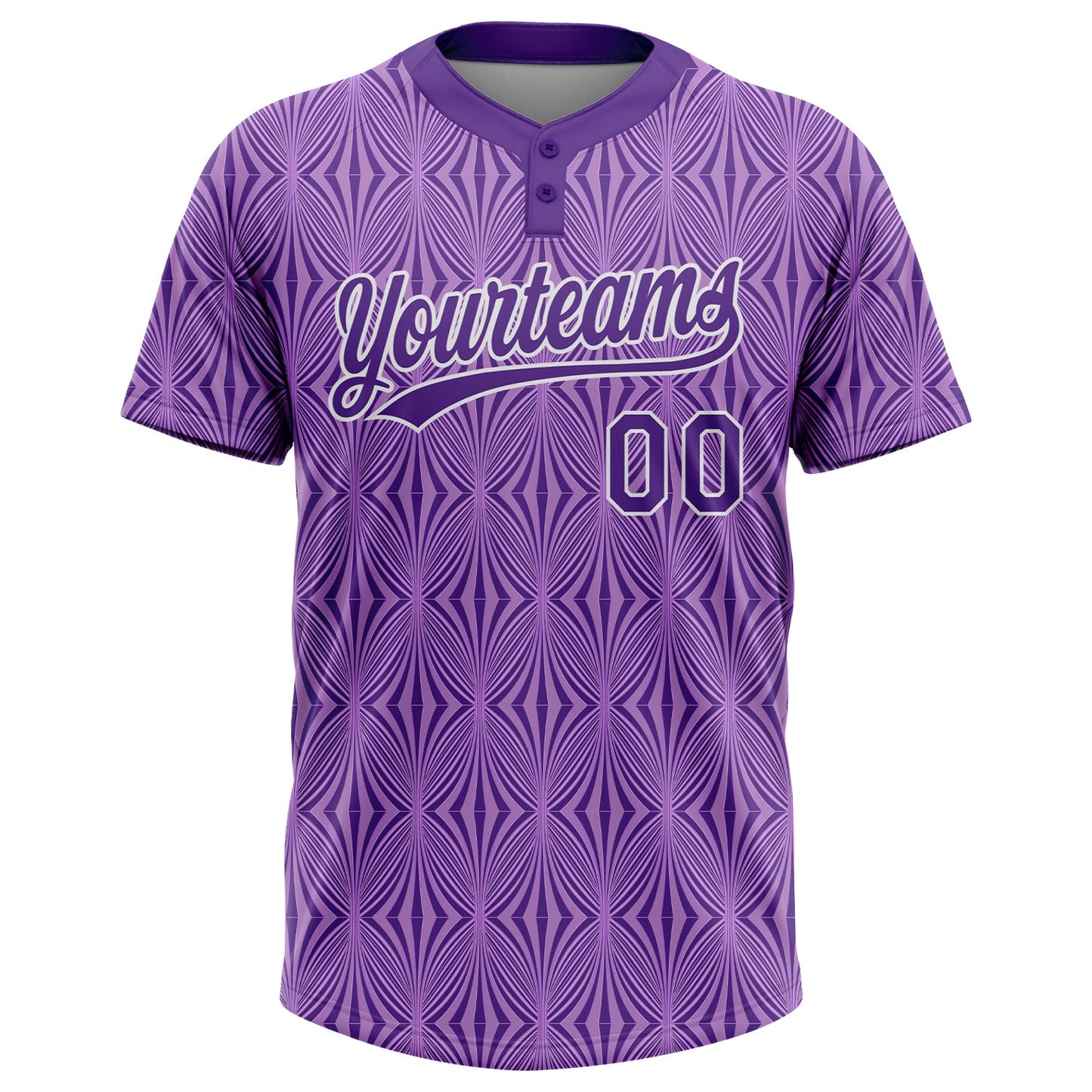 Custom Purple Purple-White 3D Pattern Two-Button Unisex Softball Jersey view 2