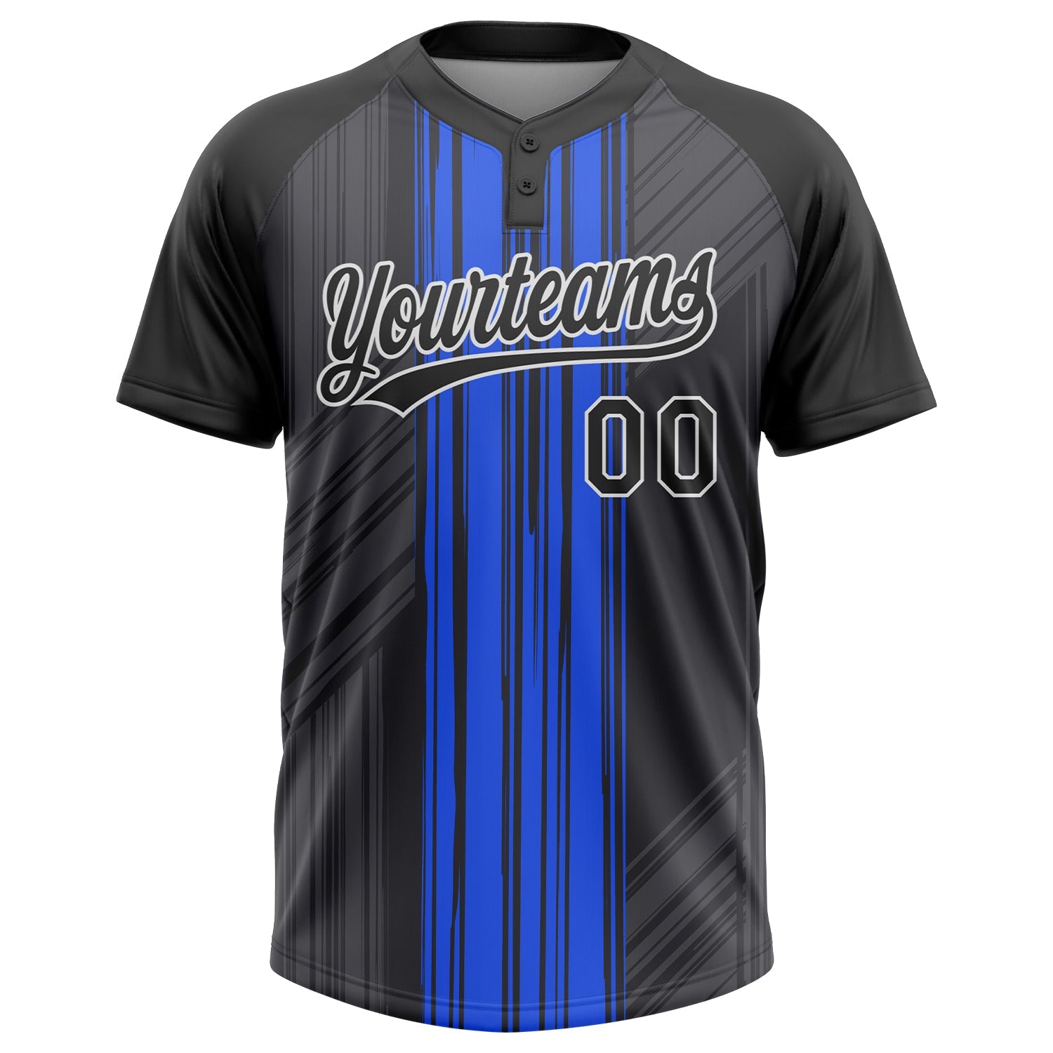 Custom Royal Black-White 3D Pattern Two-Button Unisex Softball Jersey view 2