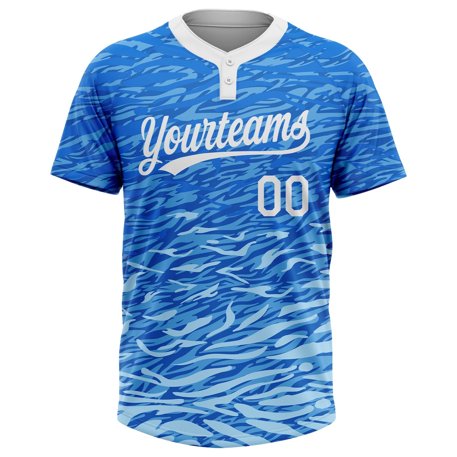 Custom Royal White-Light Blue 3D Pattern Two-Button Unisex Softball Jersey view 2