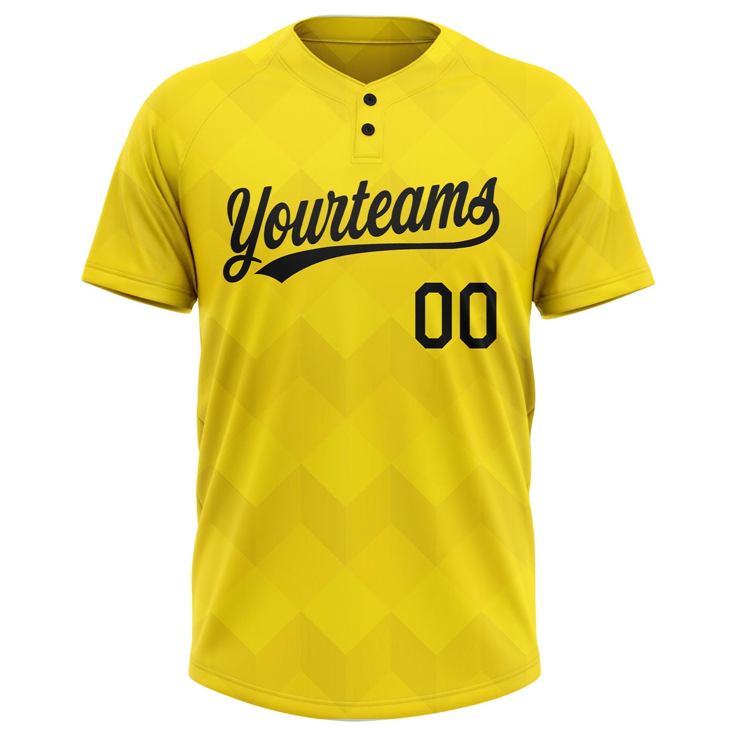 Custom Gold Black 3D Pattern Two-Button Unisex Softball Jersey view 2