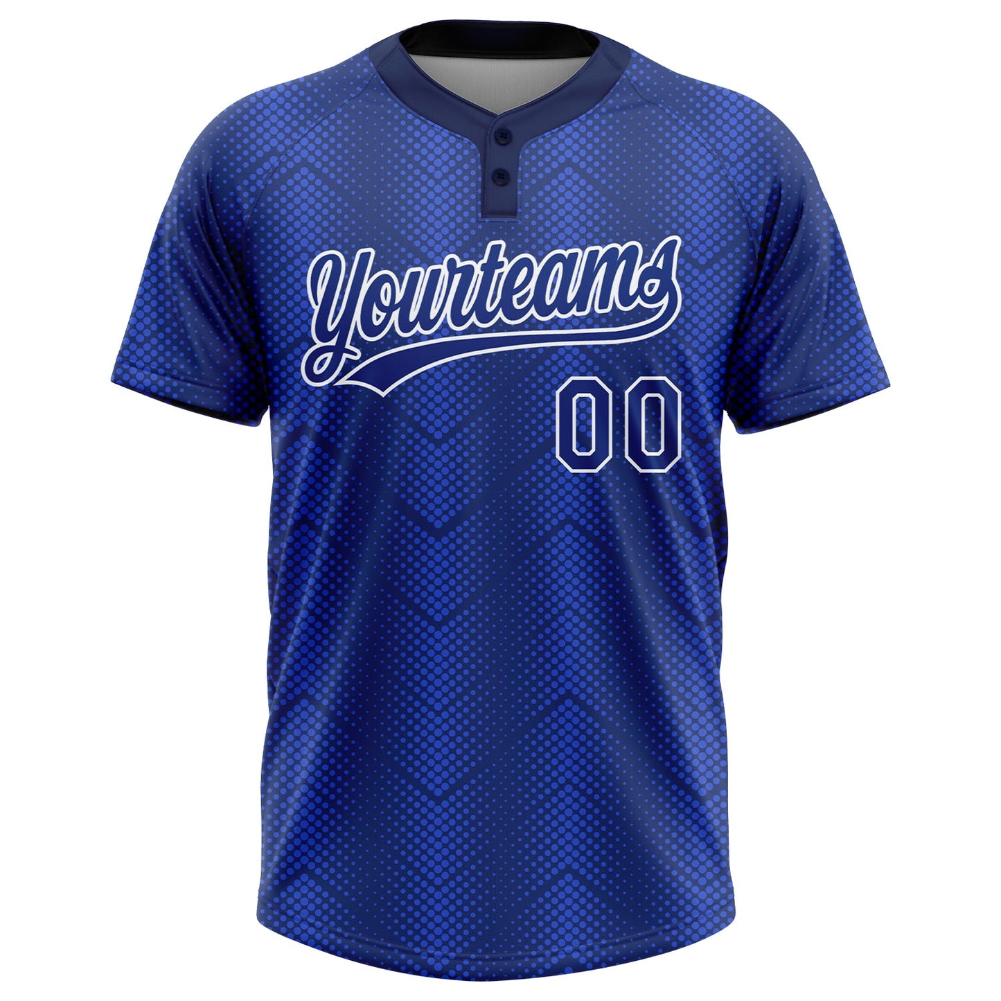 Custom Royal Royal-Navy 3D Pattern Two-Button Unisex Softball Jersey view 2