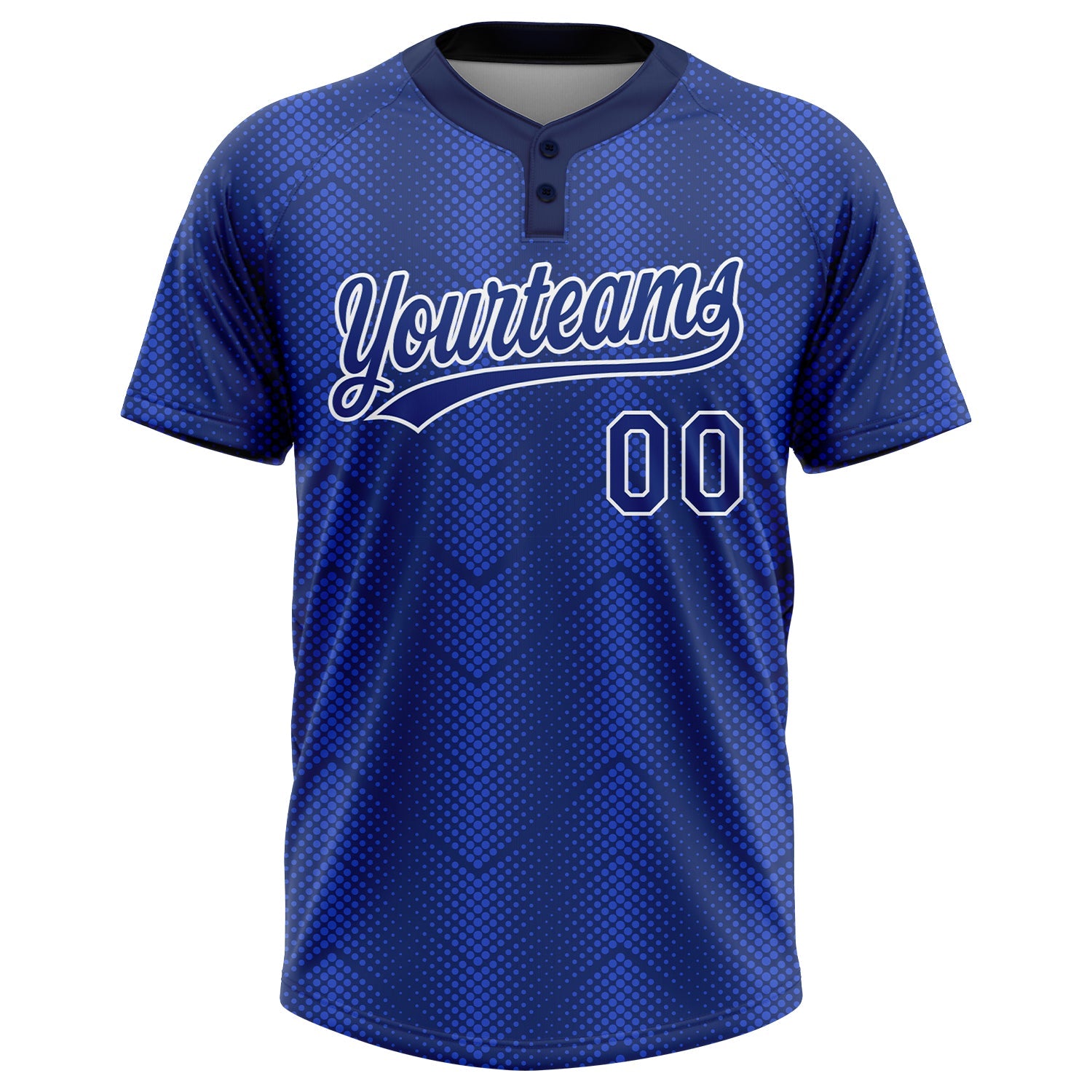 Custom Royal Royal-Navy 3D Pattern Two-Button Unisex Softball Jersey view 2