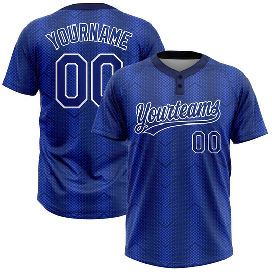 Custom Royal Royal-Navy 3D Pattern Two-Button Unisex Softball Jersey - Main View