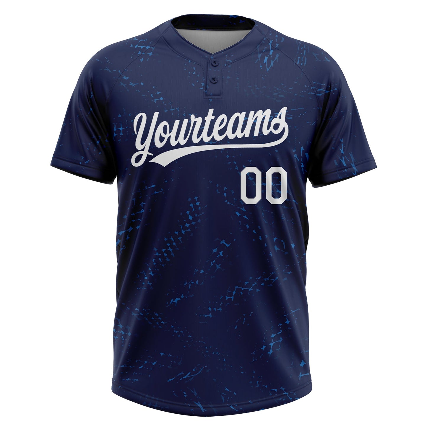 Custom Navy White 3D Pattern Two-Button Unisex Softball Jersey view 2