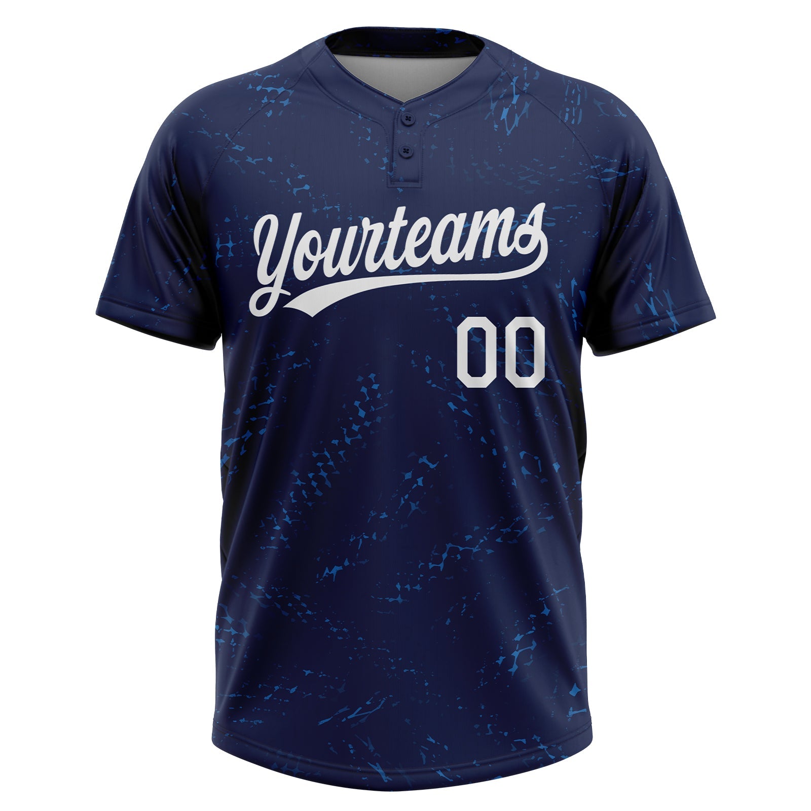 Custom Navy White 3D Pattern Two-Button Unisex Softball Jersey view 2