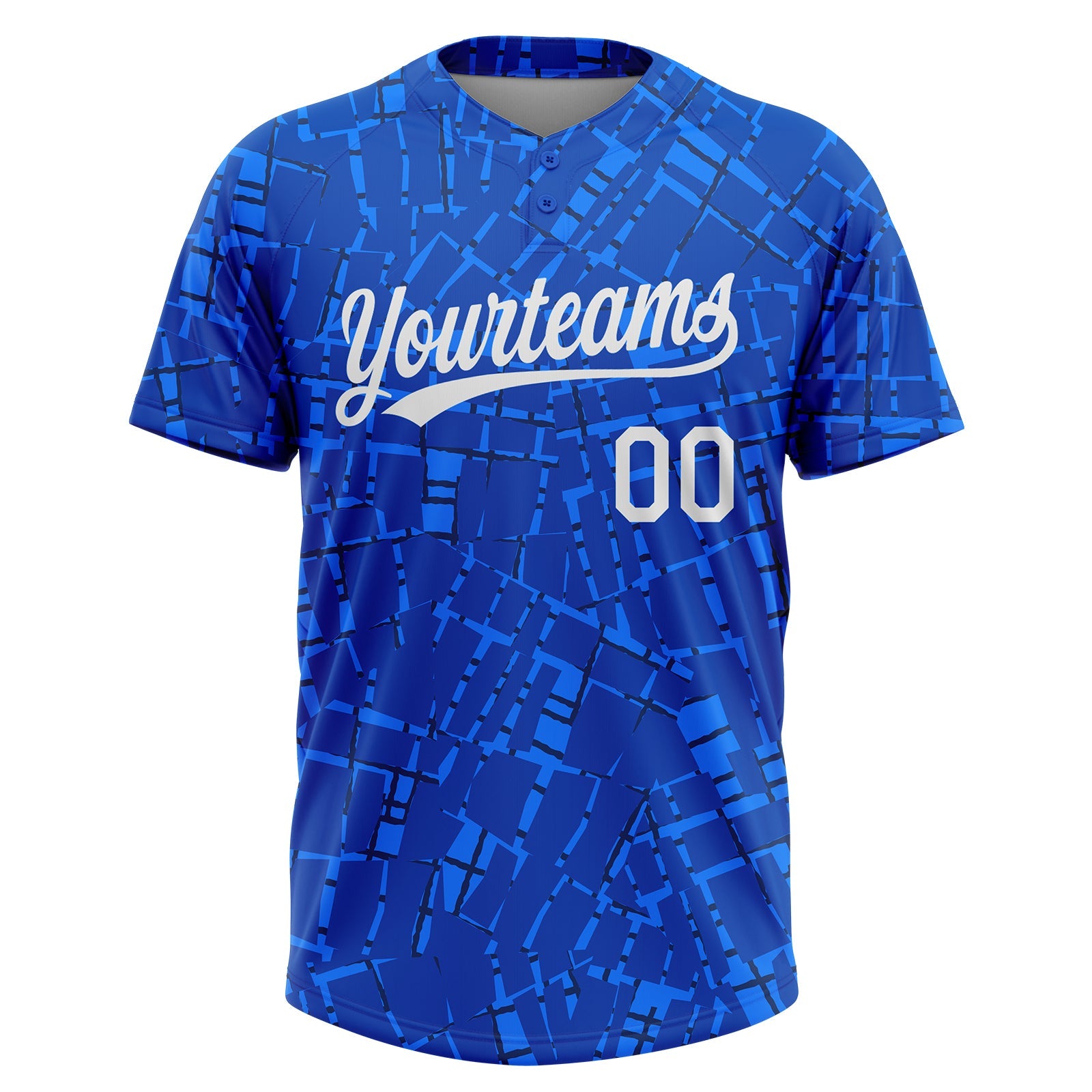 Custom Royal White 3D Pattern Two-Button Unisex Softball Jersey view 2