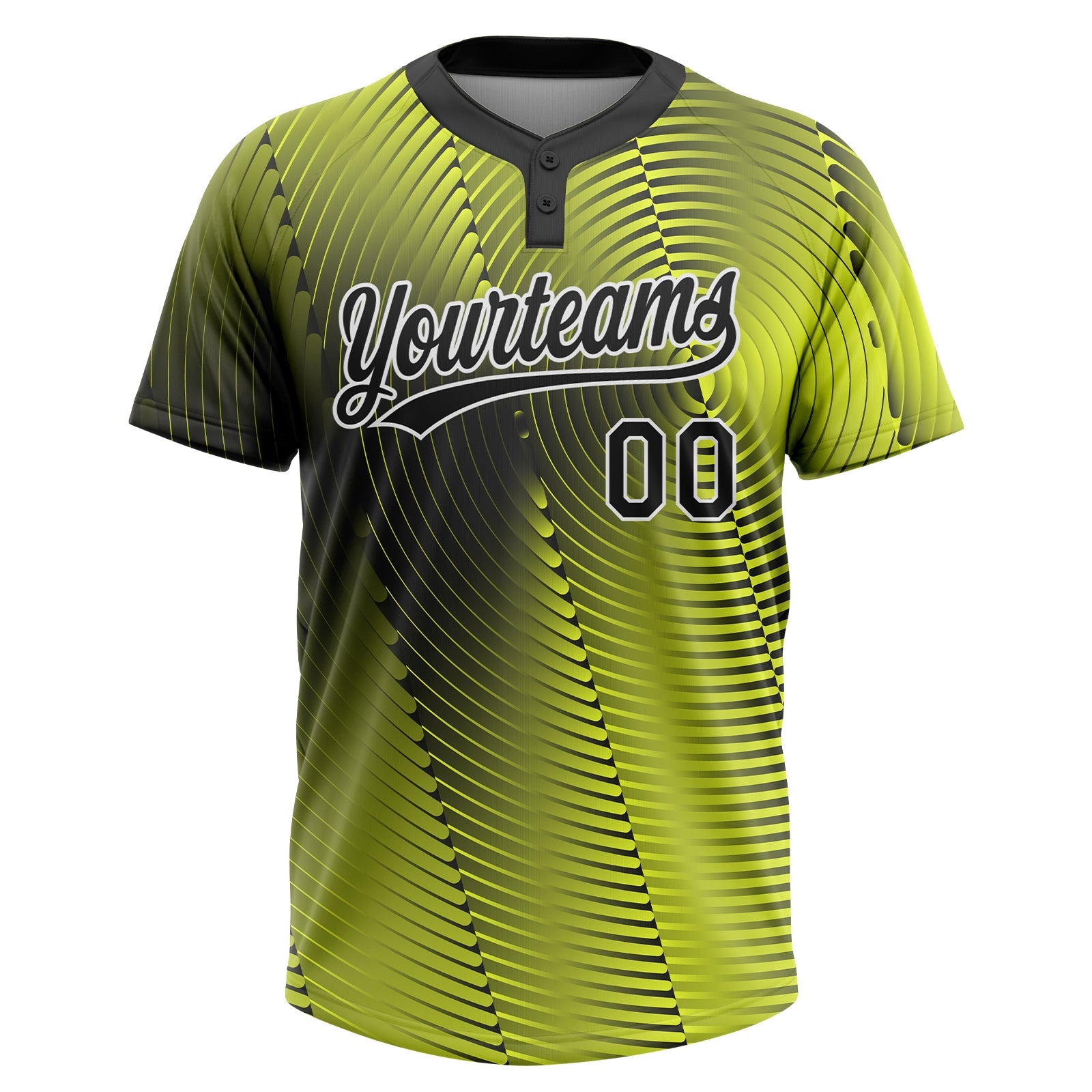 Custom Gold Black-White 3D Pattern Two-Button Unisex Softball Jersey view 2