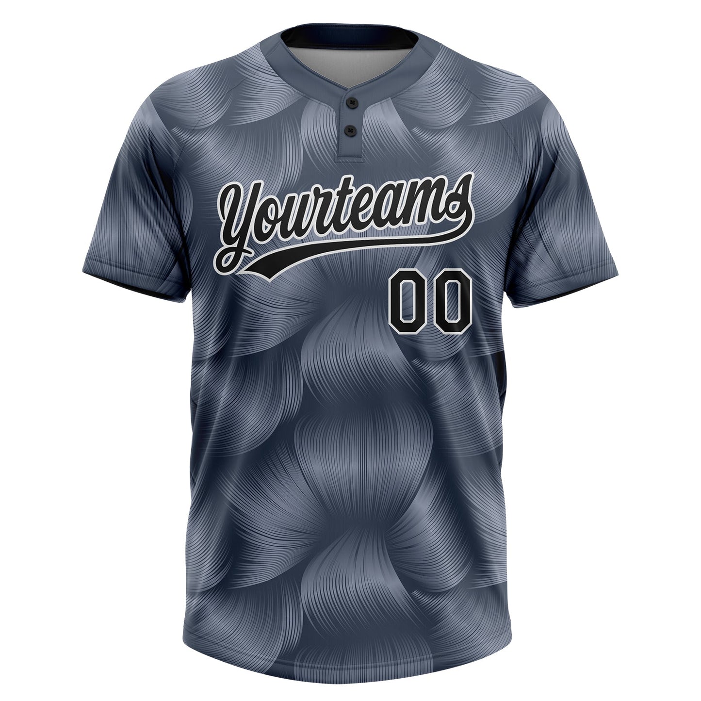 Custom Steel Gray Black-White 3D Pattern Two-Button Unisex Softball Jersey view 2