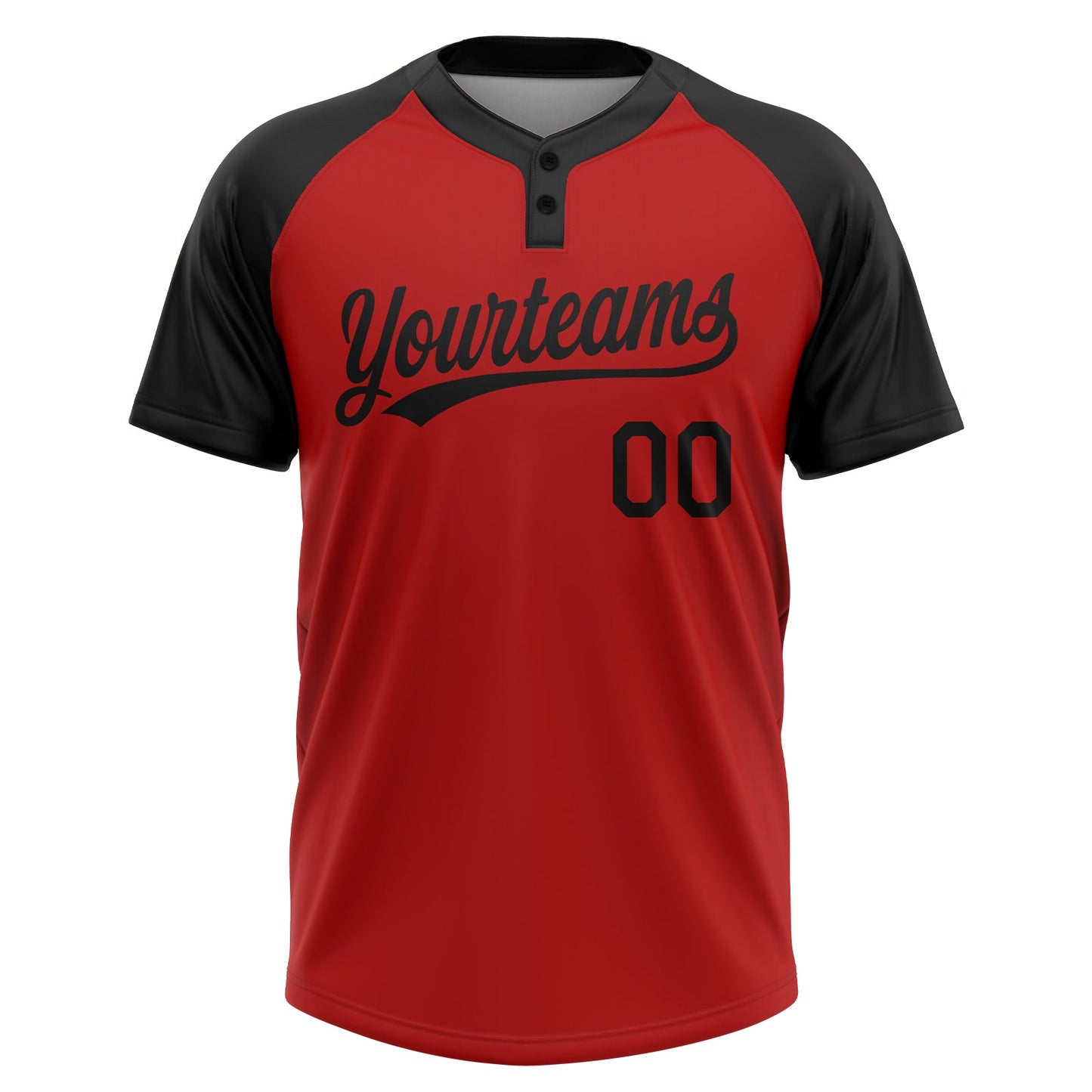 Custom Red Black Two-Button Unisex Softball Jersey view 2