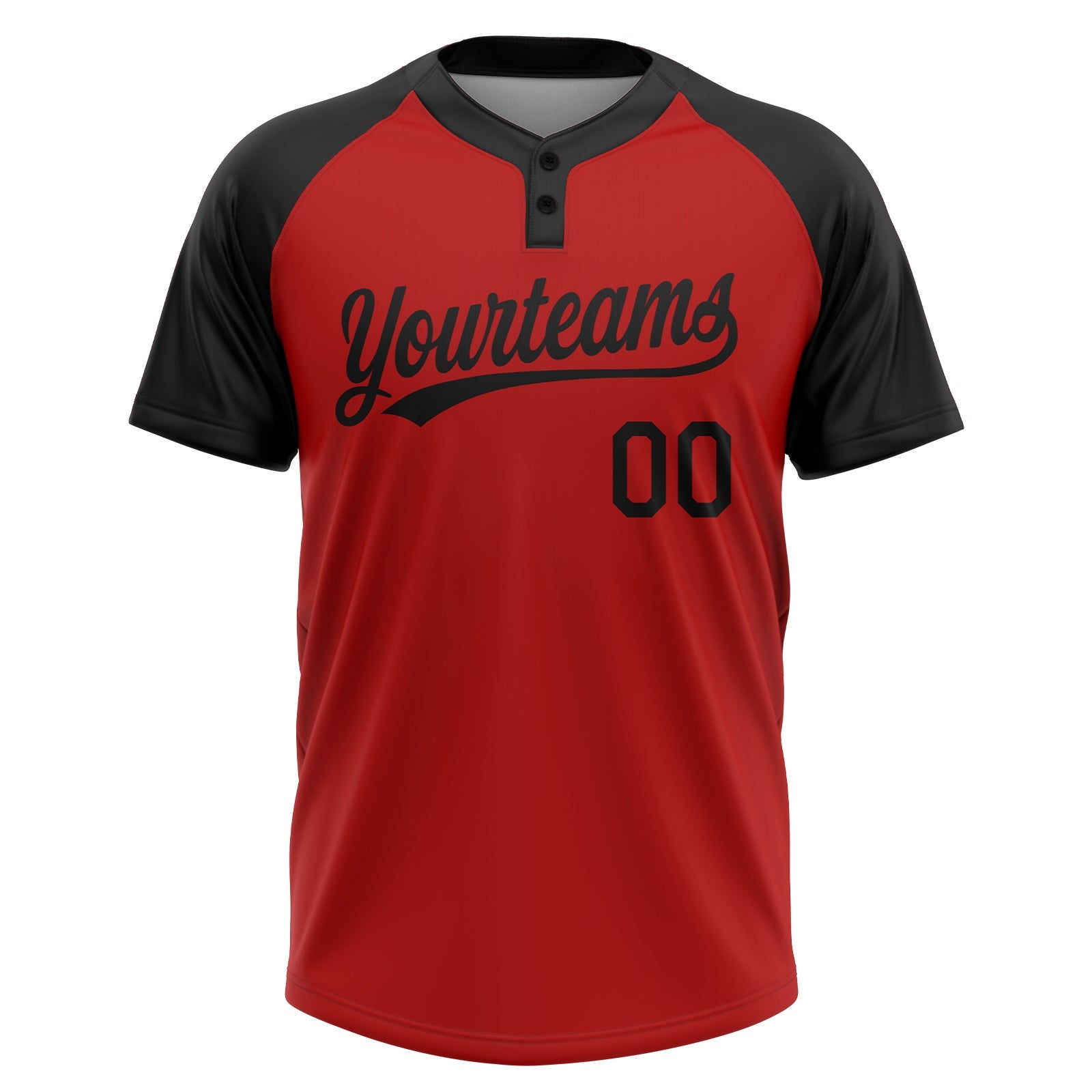 Custom Red Black Two-Button Unisex Softball Jersey view 2