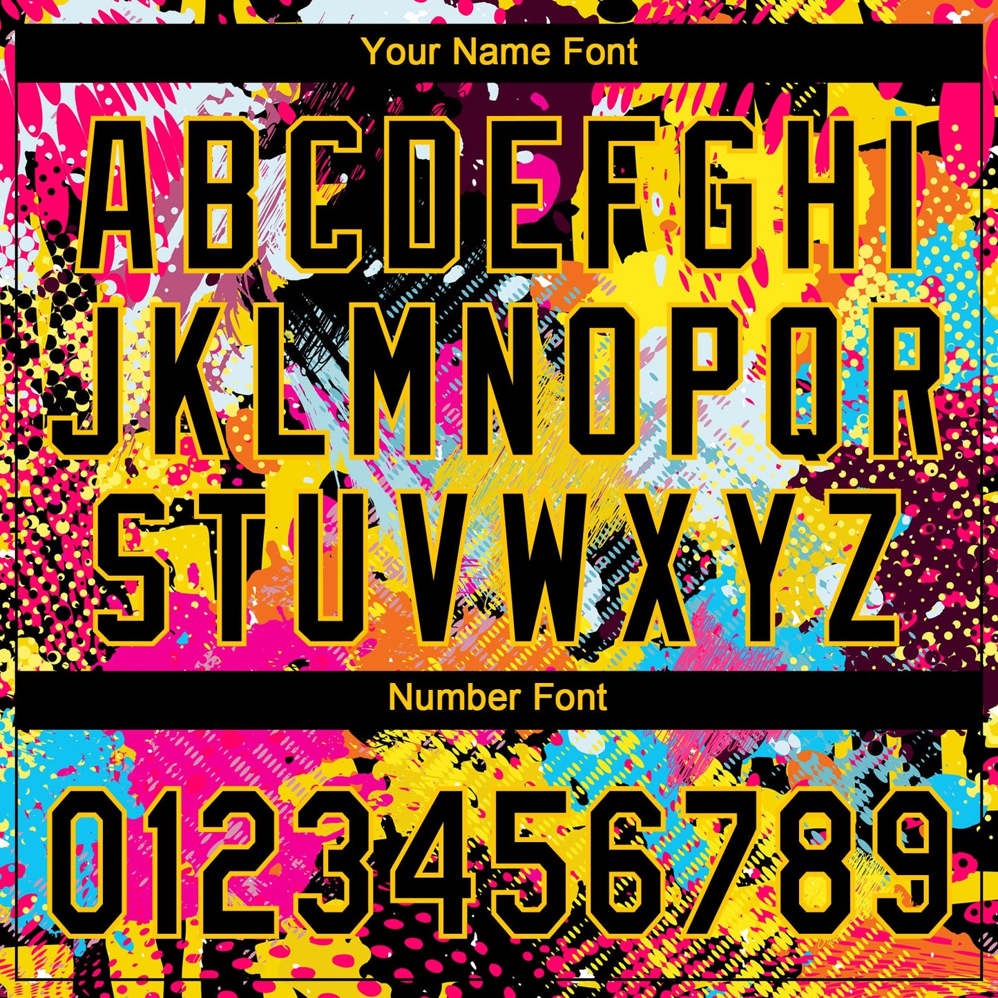 Custom Graffiti Pattern Black-Gold 3D Bright Psychedelic Two-Button Unisex Softball Jersey view 5