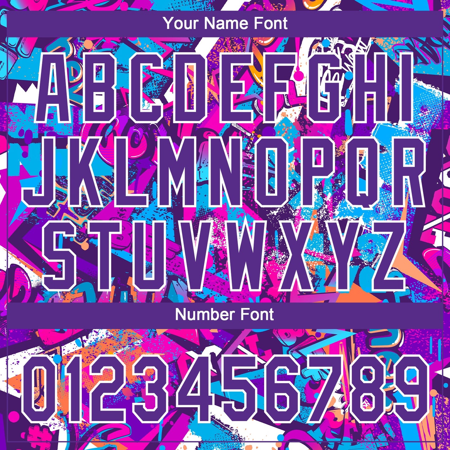 Custom Graffiti Pattern Purple-White 3D Bright Psychedelic Two-Button Unisex Softball Jersey view 5