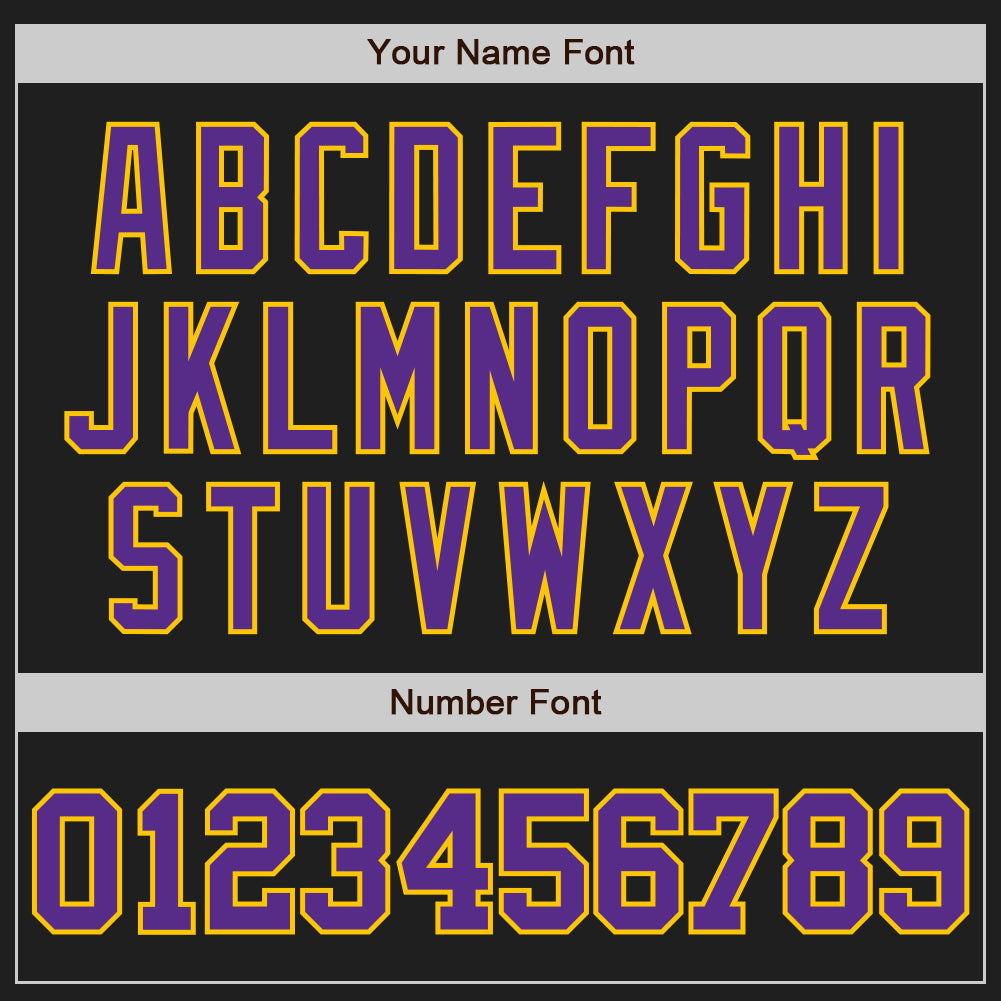 Custom Black Purple-Yellow Two-Button Unisex Softball Jersey view 5
