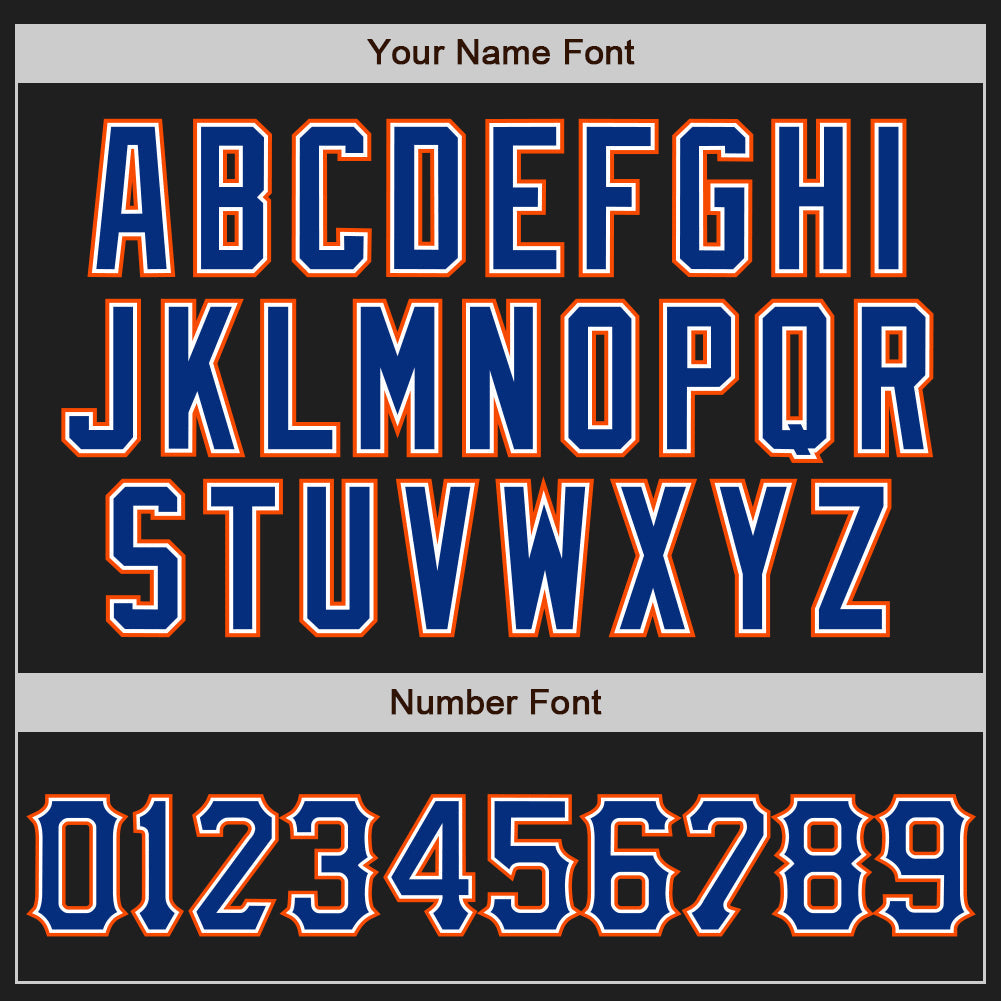 Custom Black Royal-Orange Two-Button Unisex Softball Jersey view 5
