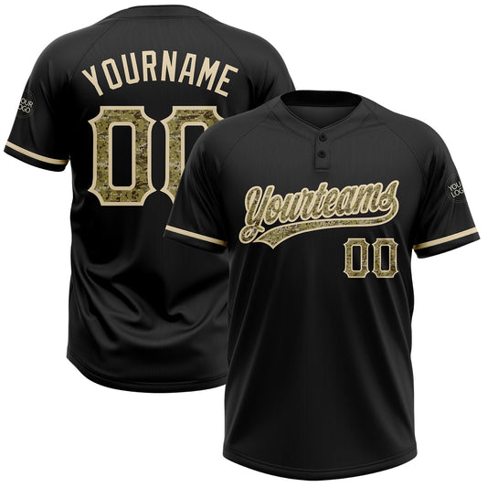 Custom Black Camo-City Cream Two-Button Unisex Softball Jersey - Main View