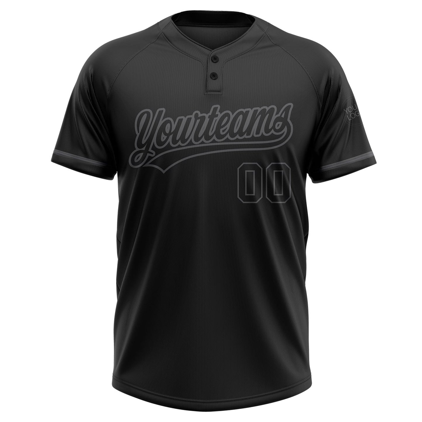 Custom Black Black-Steel Gray Two-Button Unisex Softball Jersey view 2