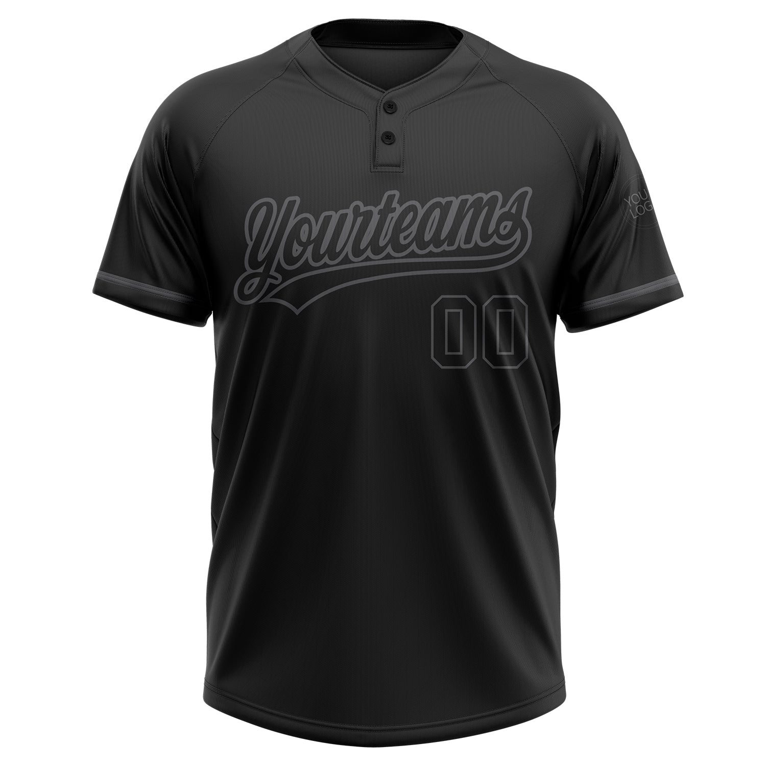 Custom Black Black-Steel Gray Two-Button Unisex Softball Jersey view 2