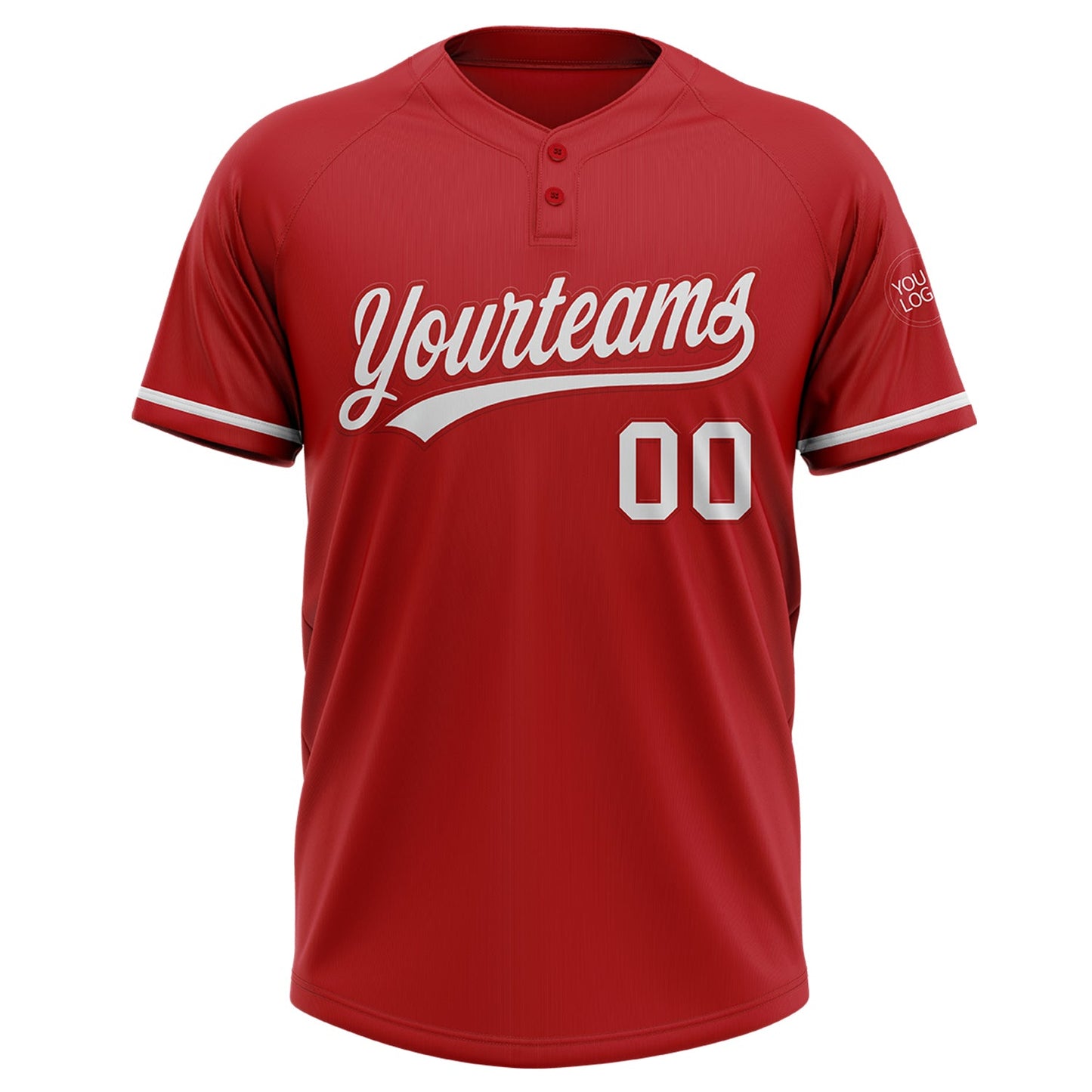Custom Red White Two-Button Unisex Softball Jersey view 2
