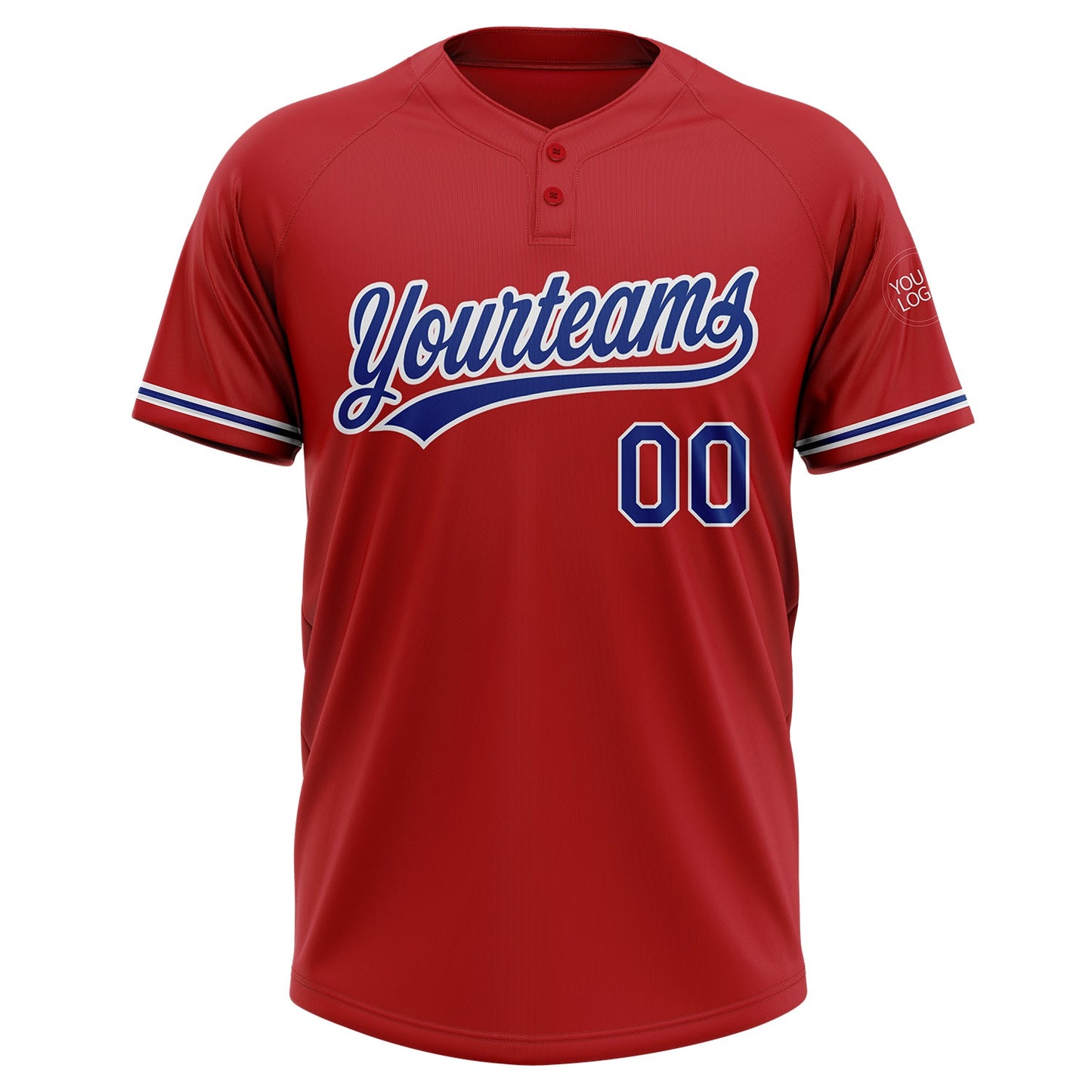 Custom Red Royal-White Two-Button Unisex Softball Jersey view 2