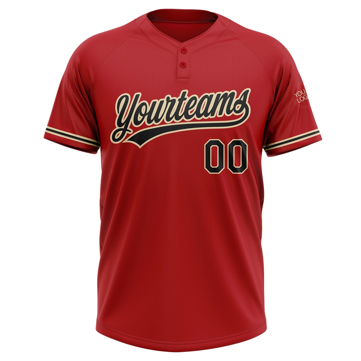 Custom Red Black-City Cream Two-Button Unisex Softball Jersey view 2
