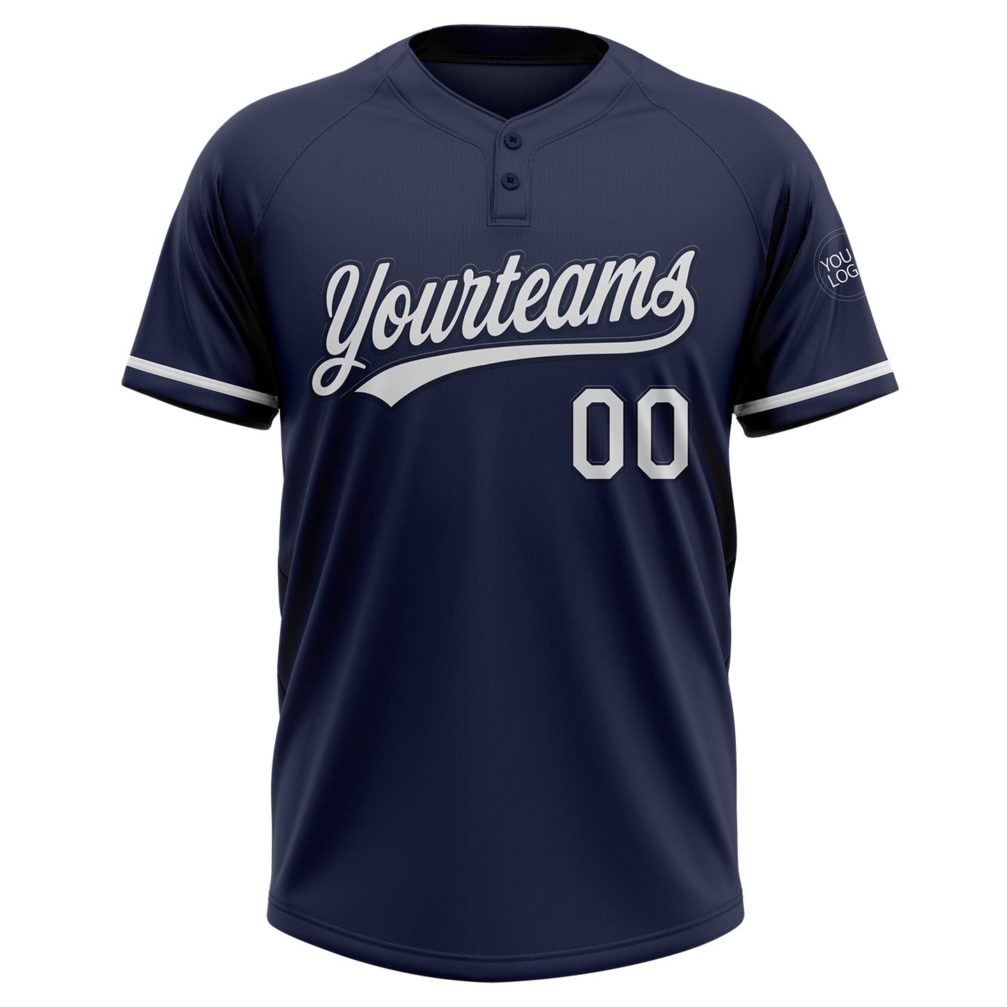 Custom Navy White Two-Button Unisex Softball Jersey view 2