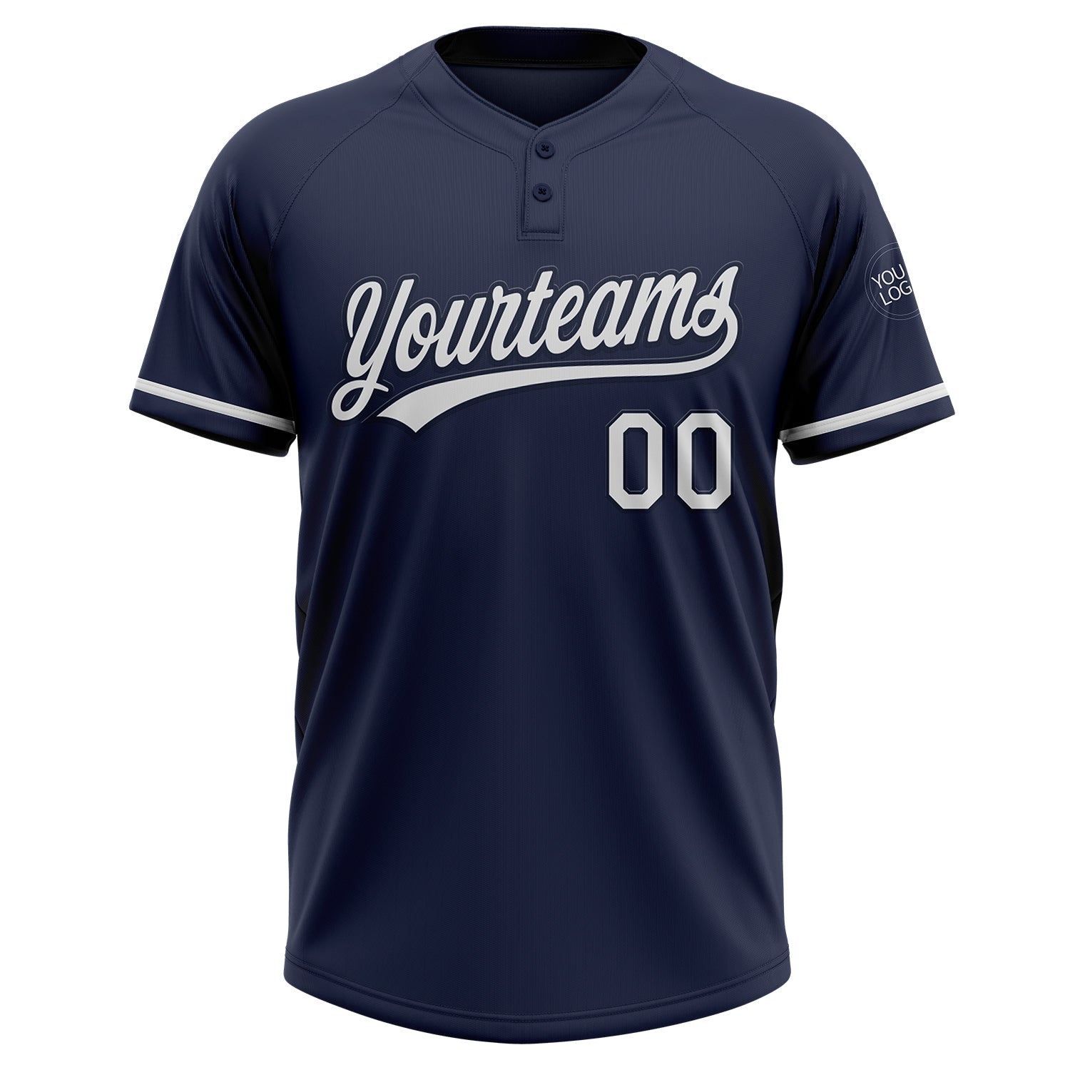 Custom Navy White Two-Button Unisex Softball Jersey view 2