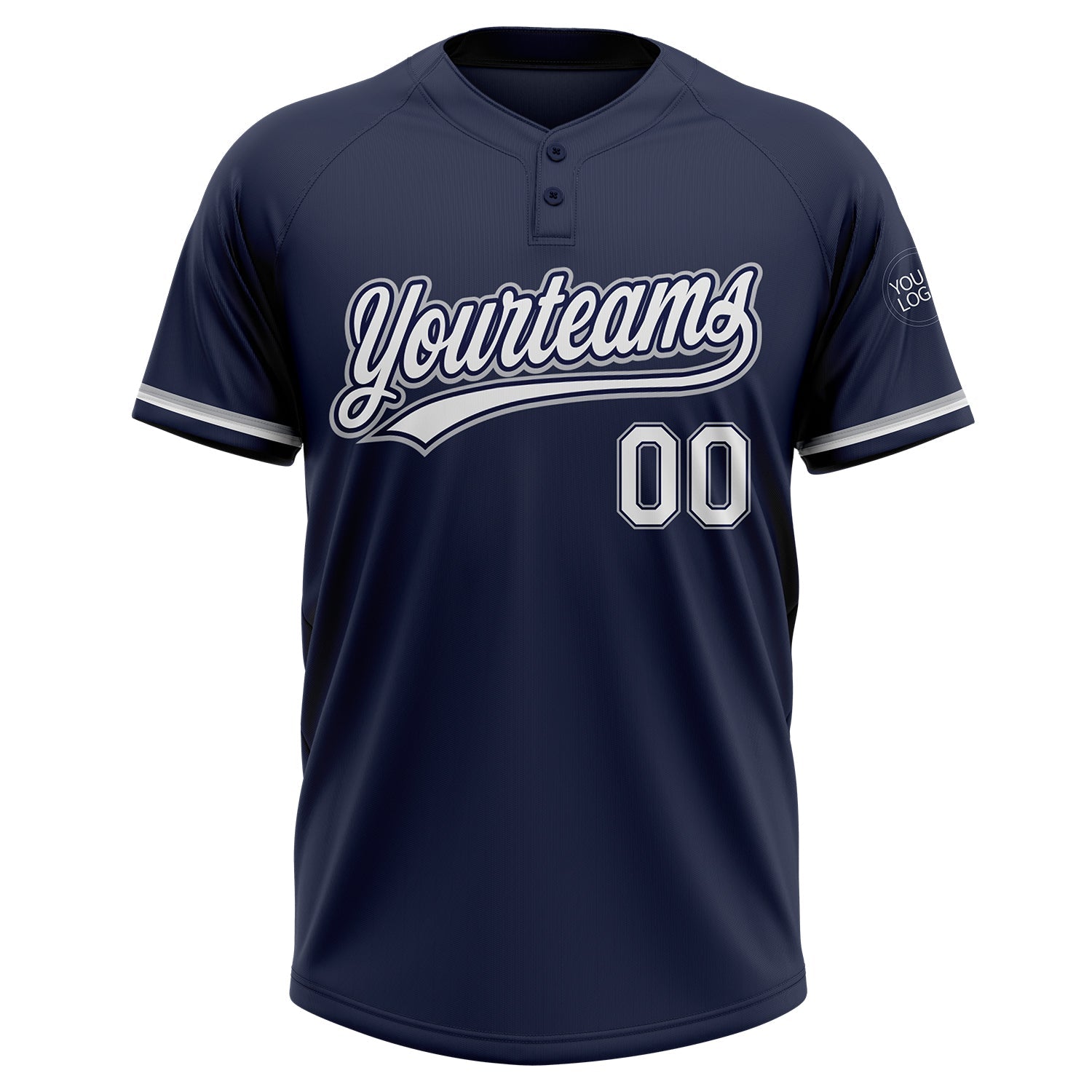 Custom Navy White-Gray Two-Button Unisex Softball Jersey view 2