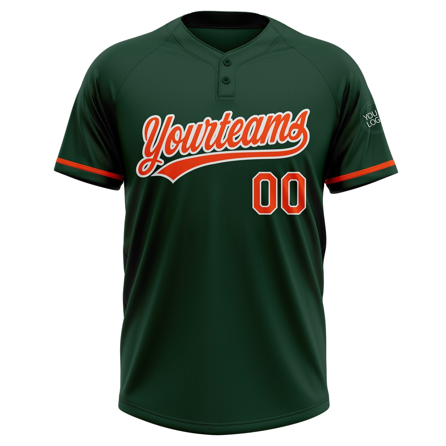 Custom Green Orange-White Two-Button Unisex Softball Jersey view 2