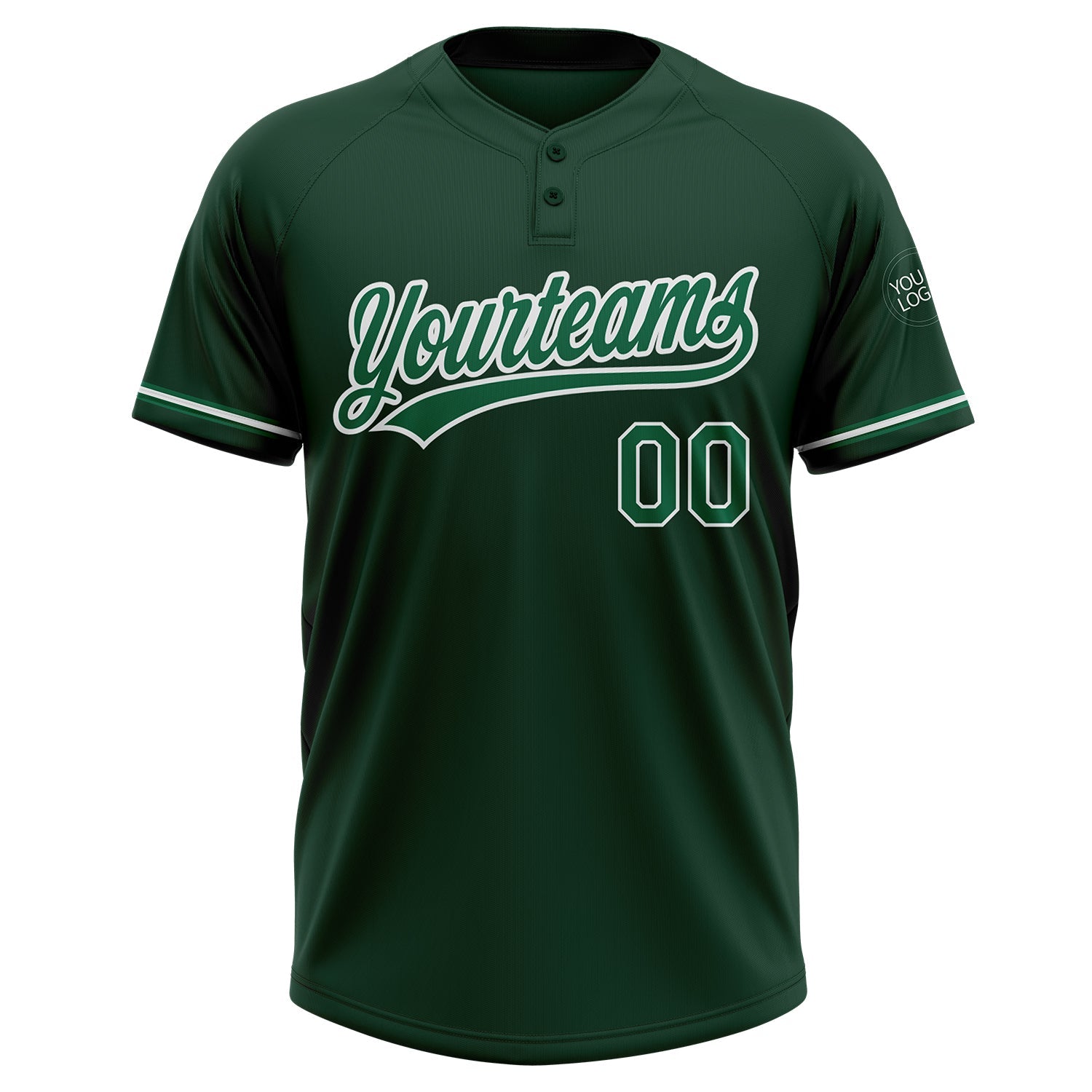 Custom Green Kelly Green-White Two-Button Unisex Softball Jersey view 2