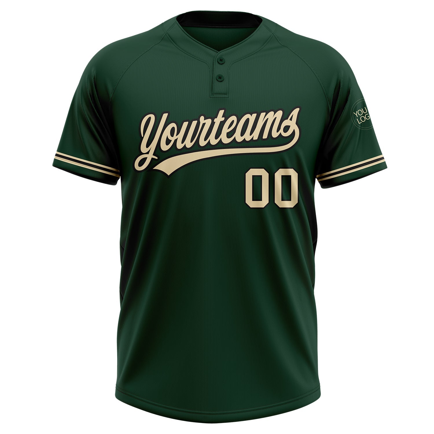 Custom Green City Cream-Black Two-Button Unisex Softball Jersey view 2