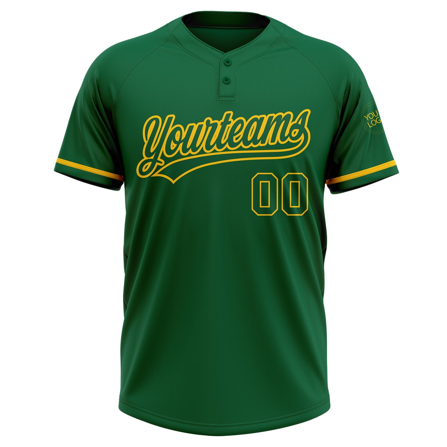Custom Kelly Green Kelly Green-Yellow Two-Button Unisex Softball Jersey view 2