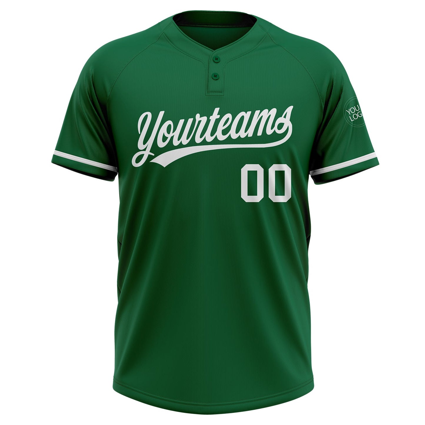 Custom Kelly Green White Two-Button Unisex Softball Jersey view 2