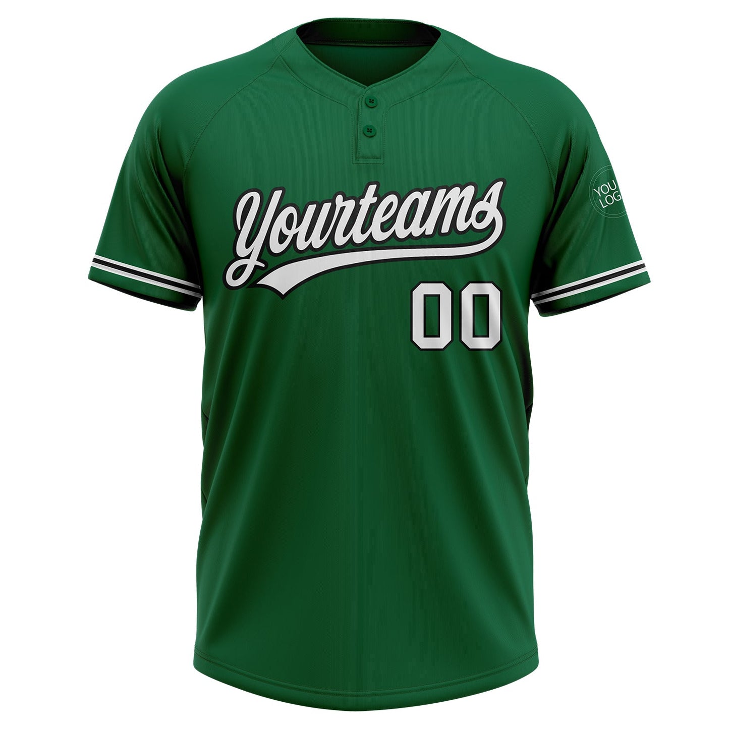 Custom Kelly Green White-Black Two-Button Unisex Softball Jersey view 2