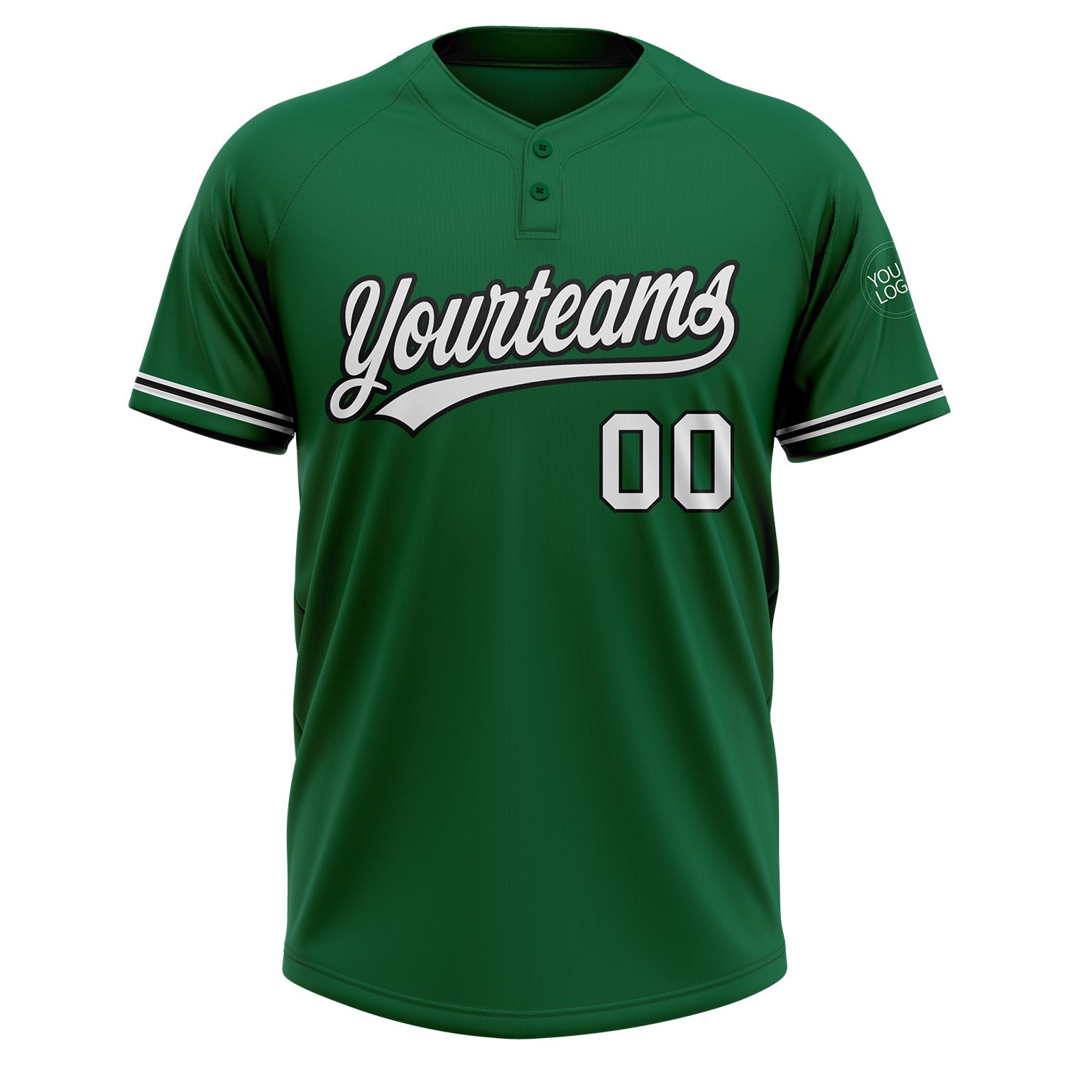 Custom Kelly Green White-Black Two-Button Unisex Softball Jersey view 2