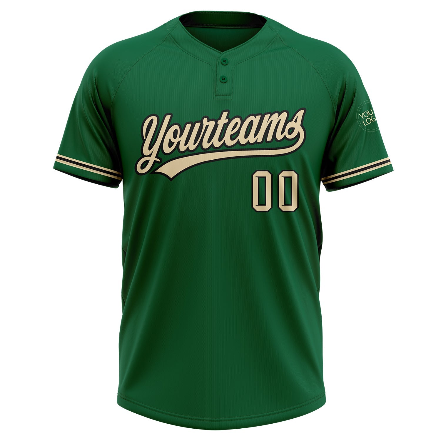 Custom Kelly Green City Cream-Black Two-Button Unisex Softball Jersey view 2