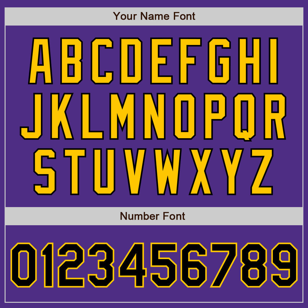 Custom Purple Black-Yellow Two-Button Unisex Softball Jersey view 5
