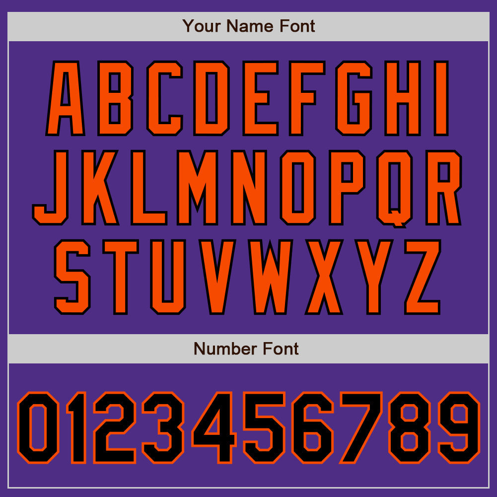 Custom Purple Black-Orange Two-Button Unisex Softball Jersey view 5
