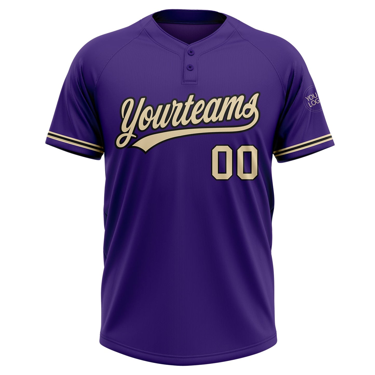 Custom Purple City Cream-Black Two-Button Unisex Softball Jersey view 2