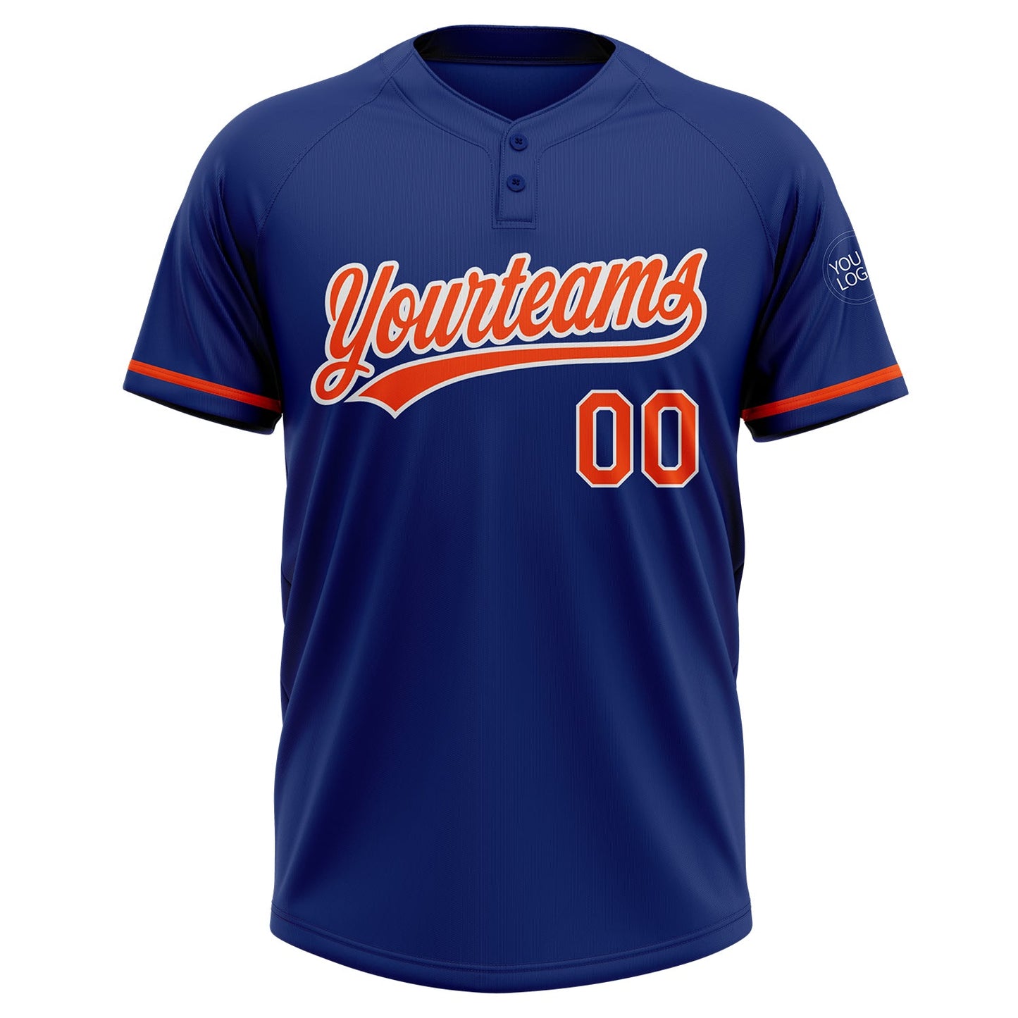 Custom Royal Orange-White Two-Button Unisex Softball Jersey view 2