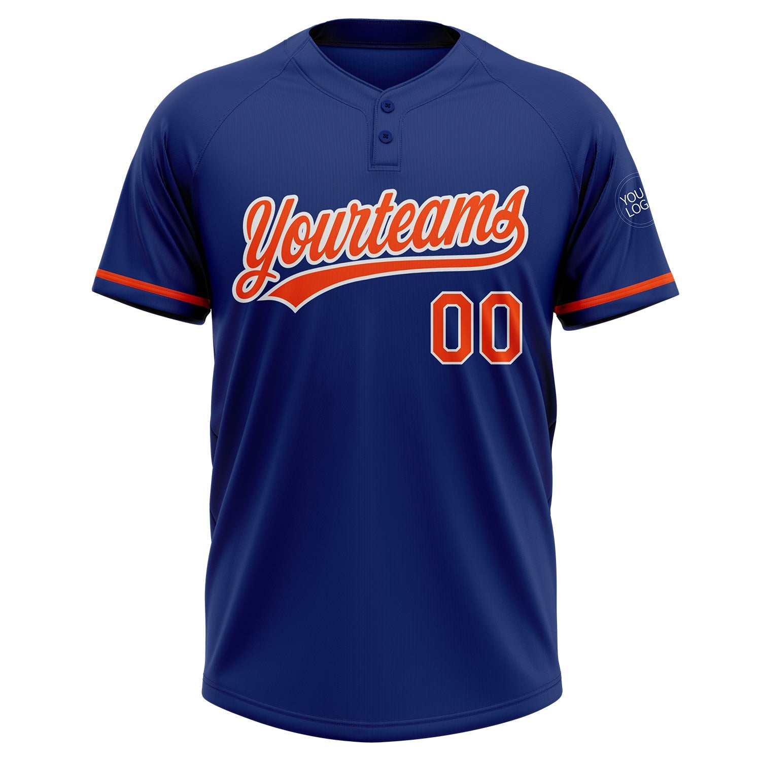 Custom Royal Orange-White Two-Button Unisex Softball Jersey view 2