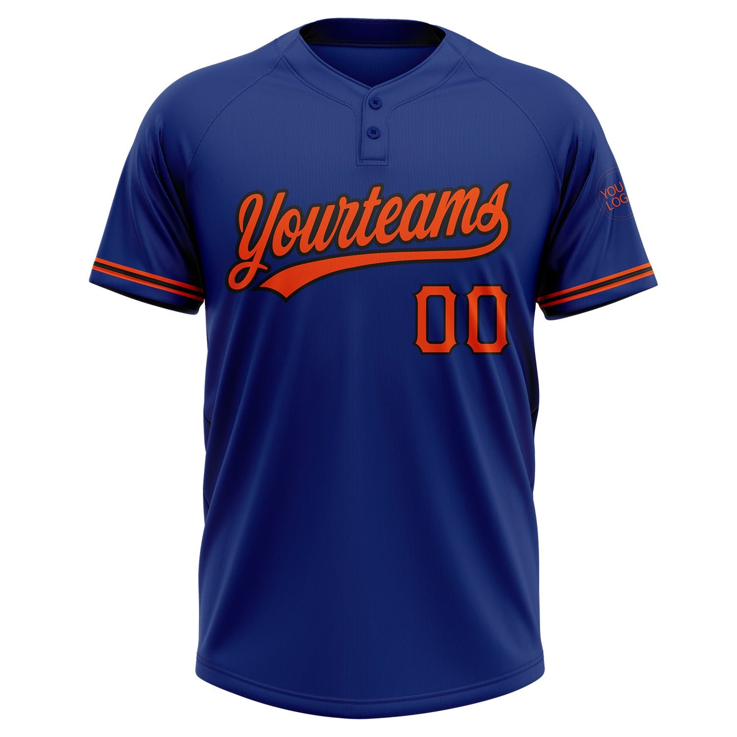 Custom Royal Orange-Black Two-Button Unisex Softball Jersey view 2