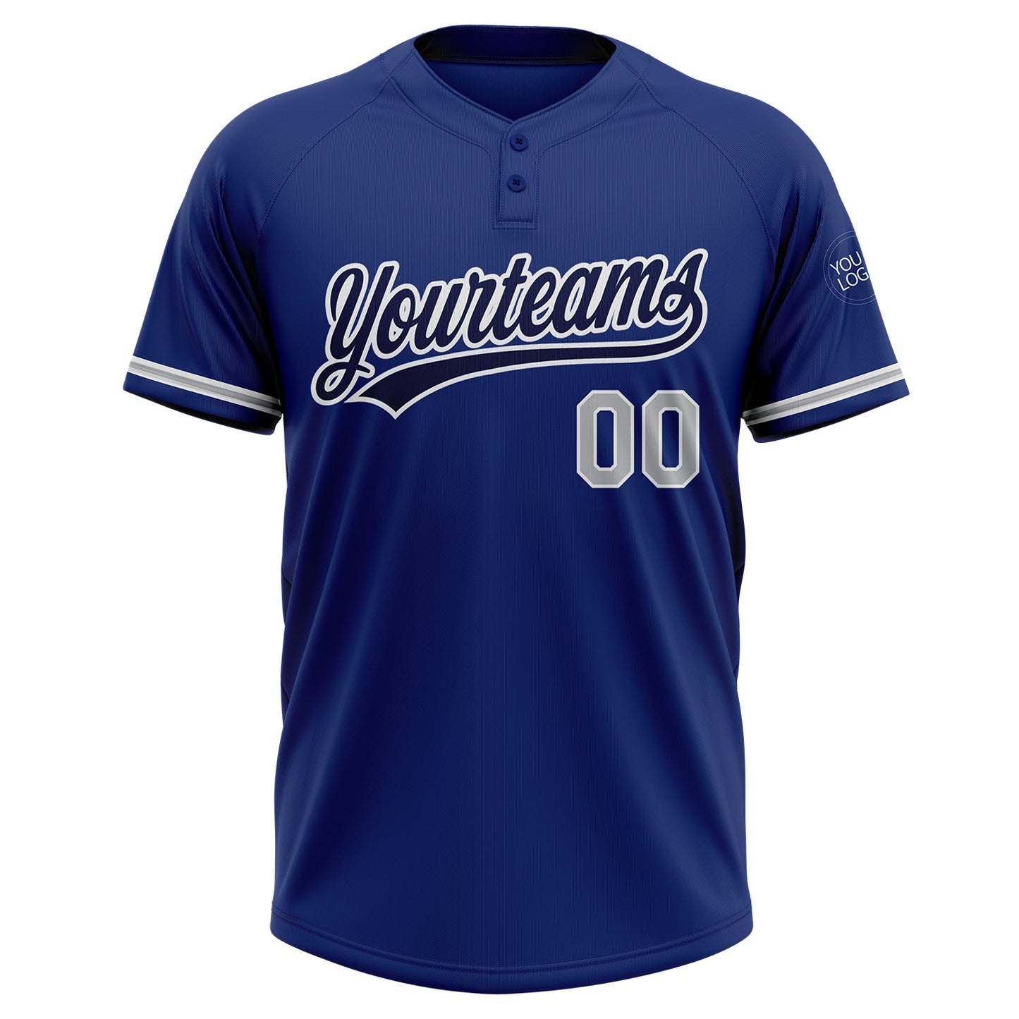 Custom Royal Gray-White Two-Button Unisex Softball Jersey view 2