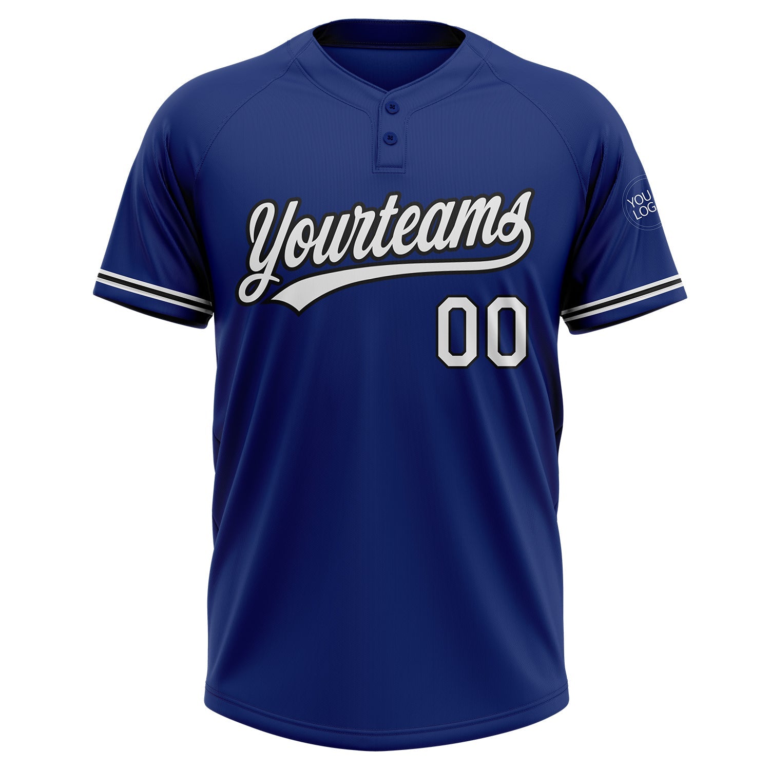 Custom Royal White-Black Two-Button Unisex Softball Jersey view 2