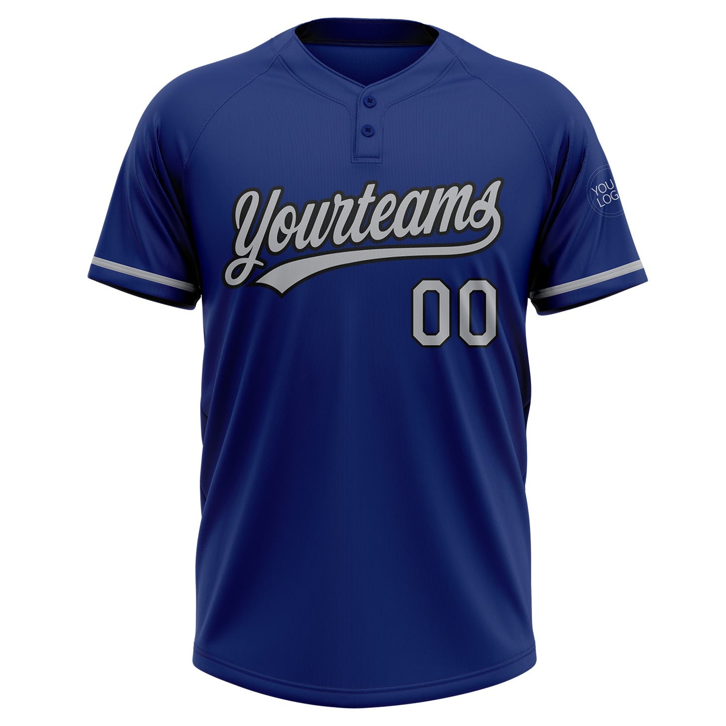Custom Royal Gray-Black Two-Button Unisex Softball Jersey view 2