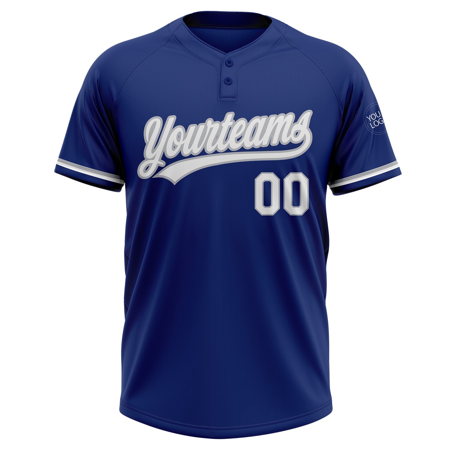 Custom Royal White-Gray Two-Button Unisex Softball Jersey view 2